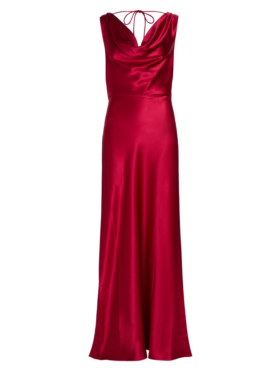 Milly Women's Elsa Satin Cowlneck Gown In Red