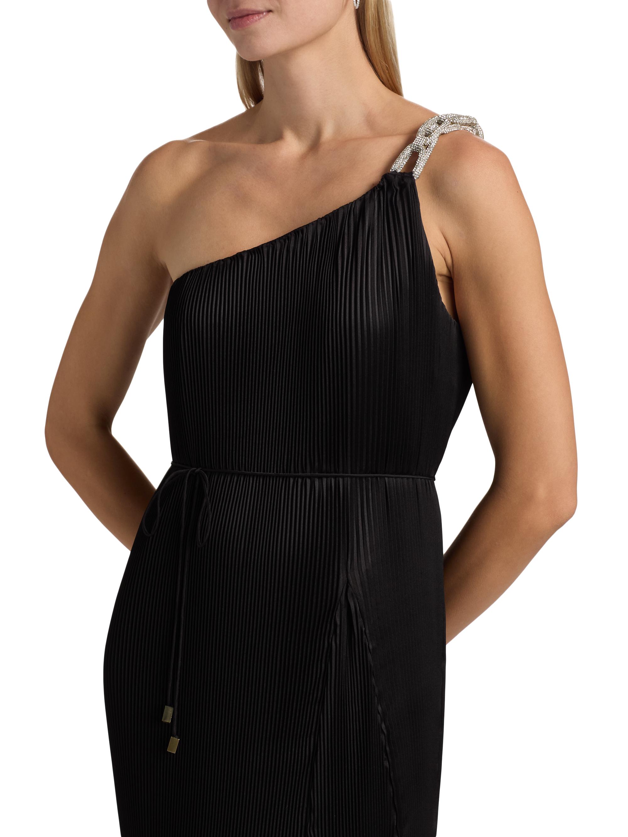 Milly Mariah Embellished-Strap Pleated Satin Maxi Dress | Saks