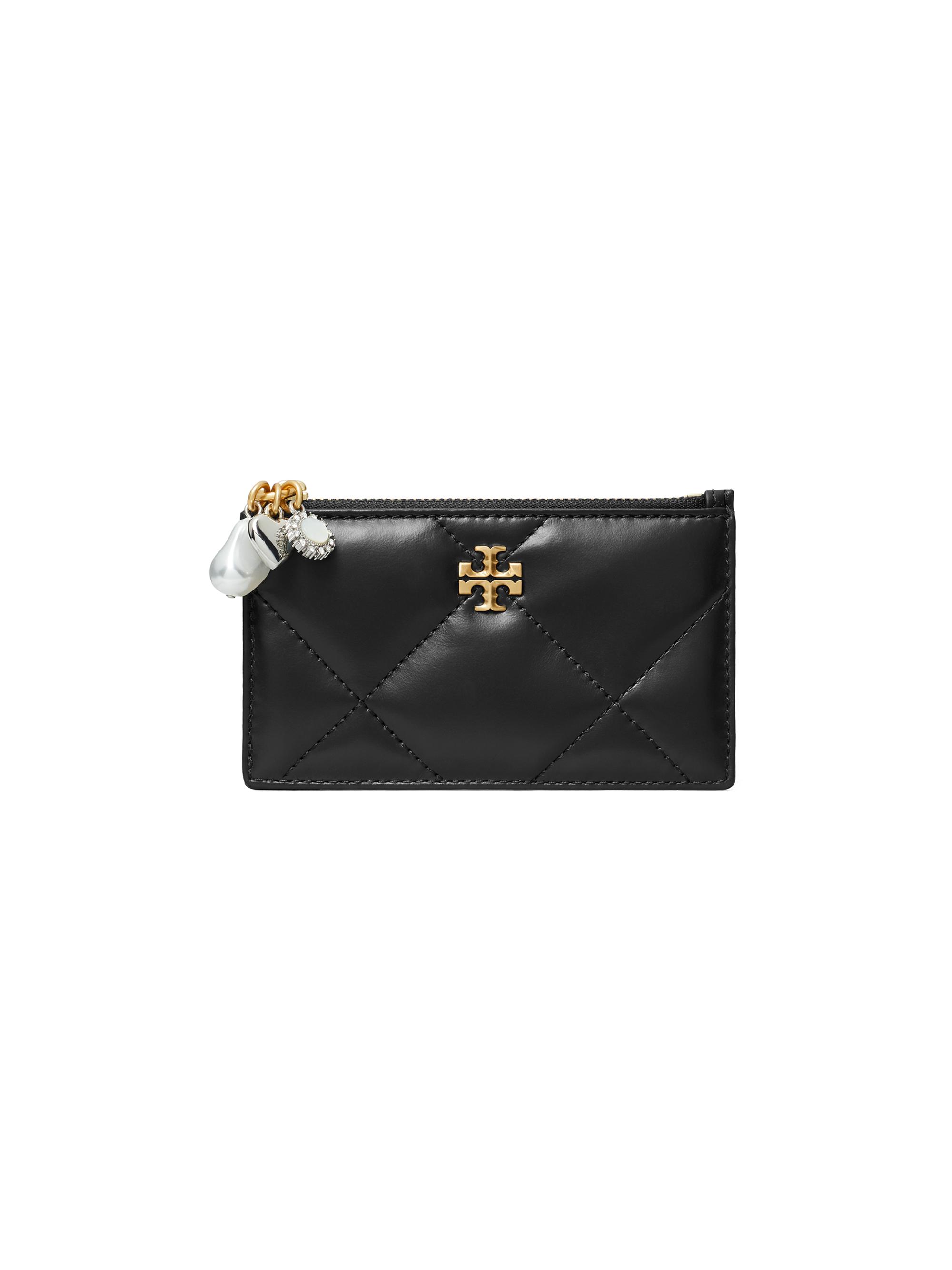 Tory Burch Women's Kira Diamond Quilted Charm Card Case - Black