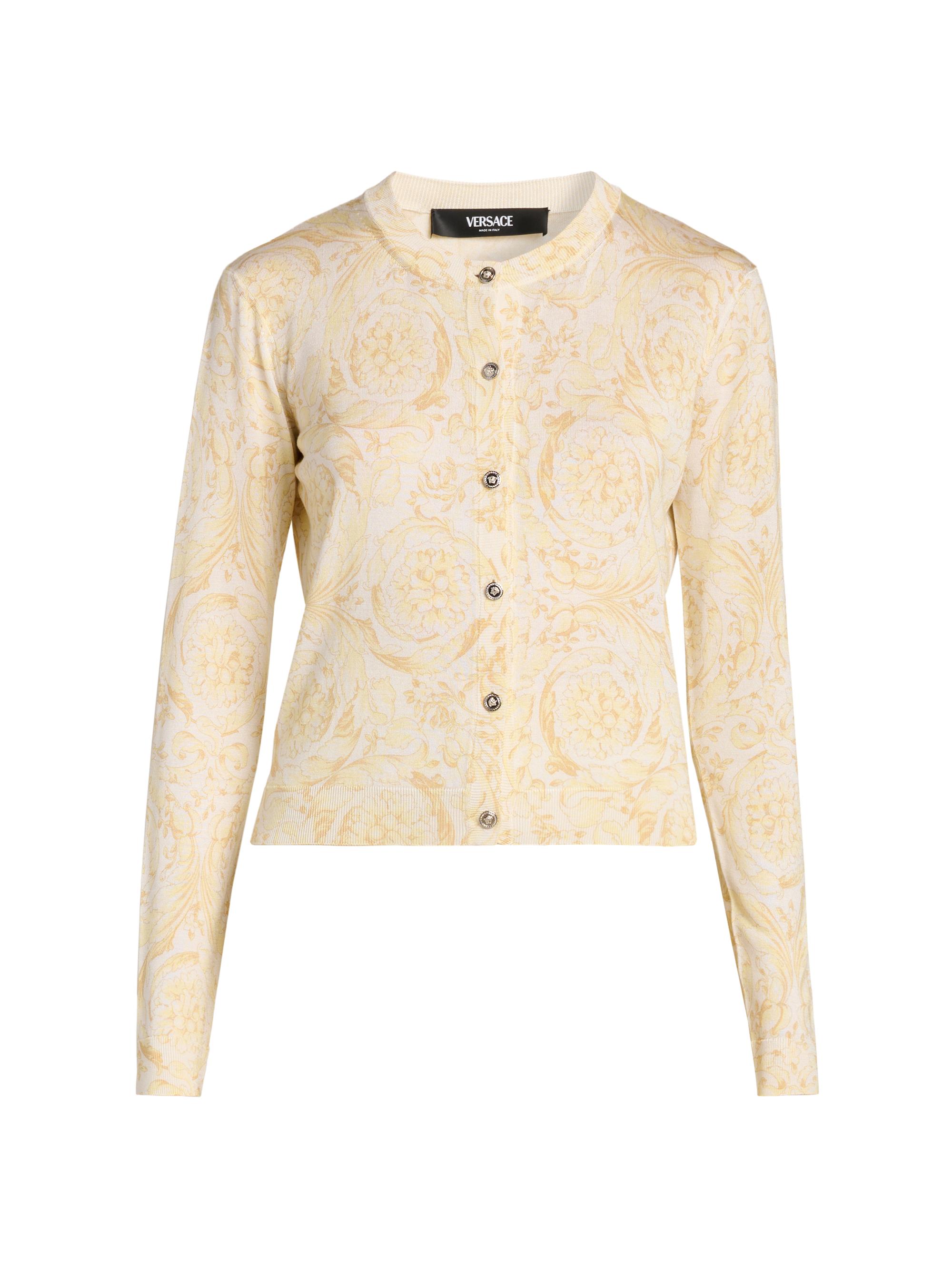 Versace Women's Barocco Silk Cardigan - Washed Out Gold