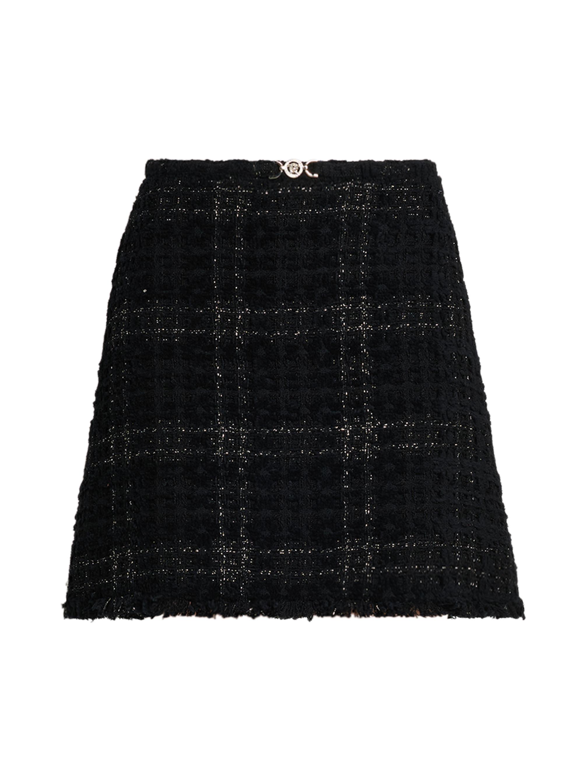 Versace Women's Cotton-Blend Tweed Miniskirt - Black