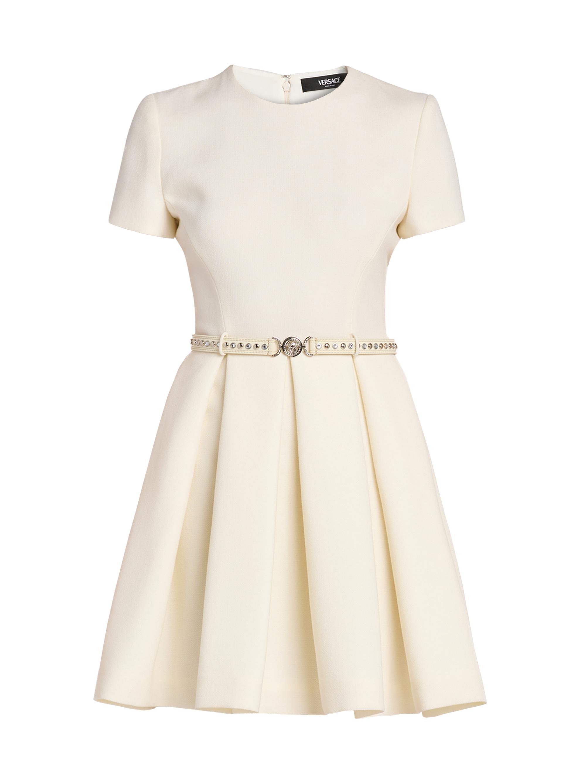 Versace Women's Wool Crepe Belted Minidress - White