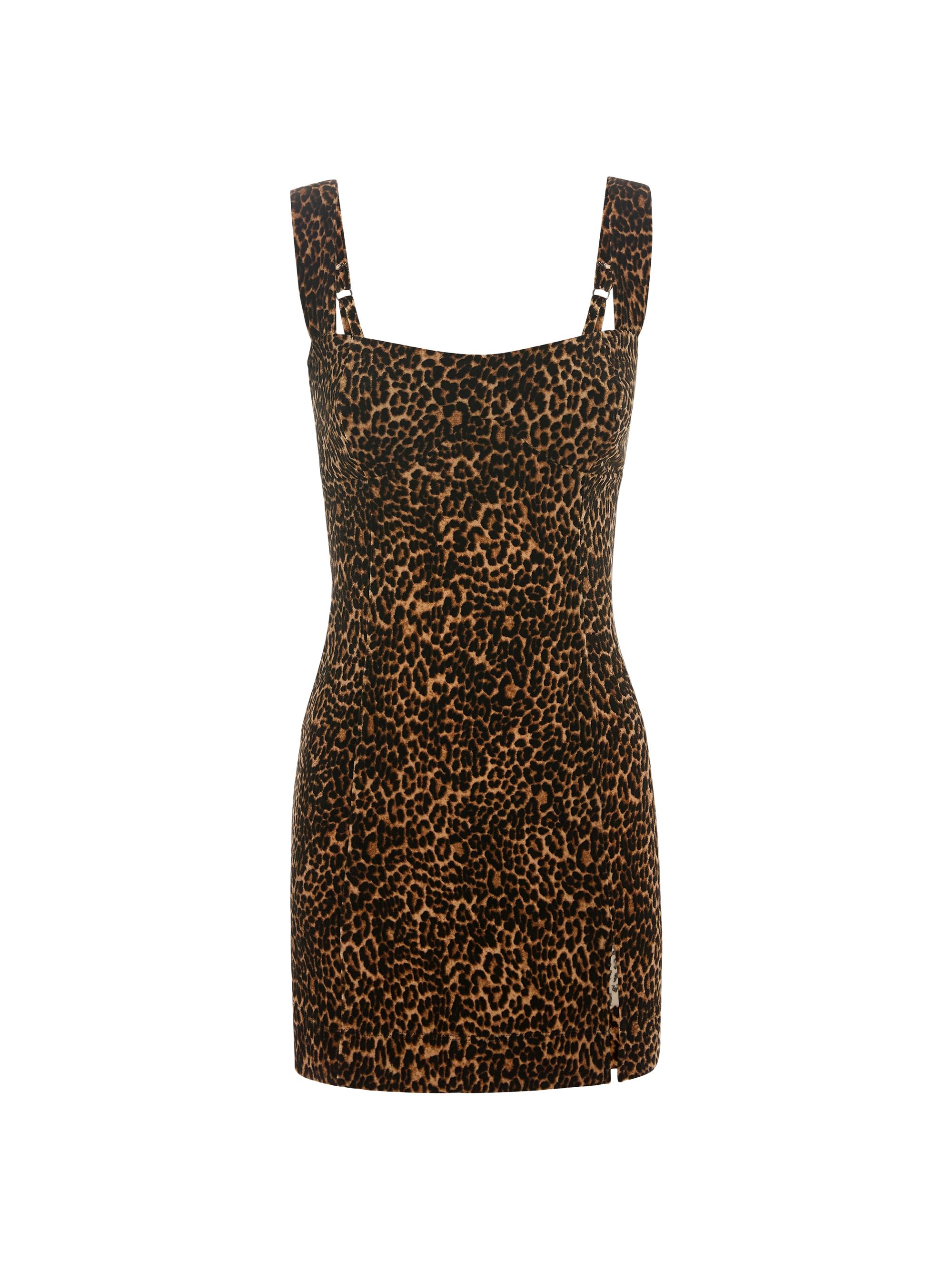 Good American Women's Leopard Velvet Minidress - Mini Lucky Leopard
