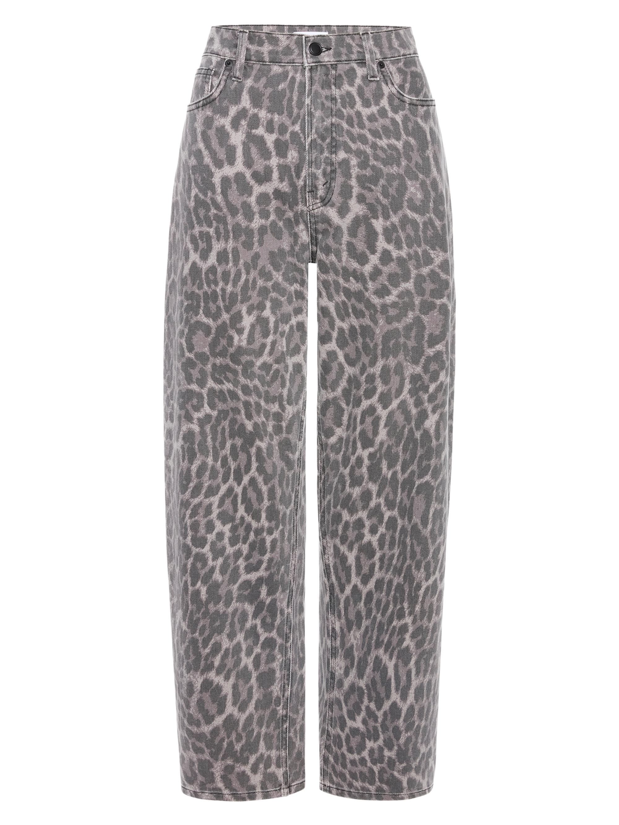 Good American Women's Good Standard Leopard Barrel Jeans - Grey Lucky Leopard