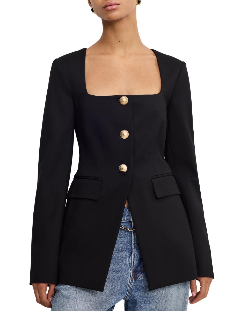 Good American Women's Soft Stretch Ponte Sculpted Blazer In Black