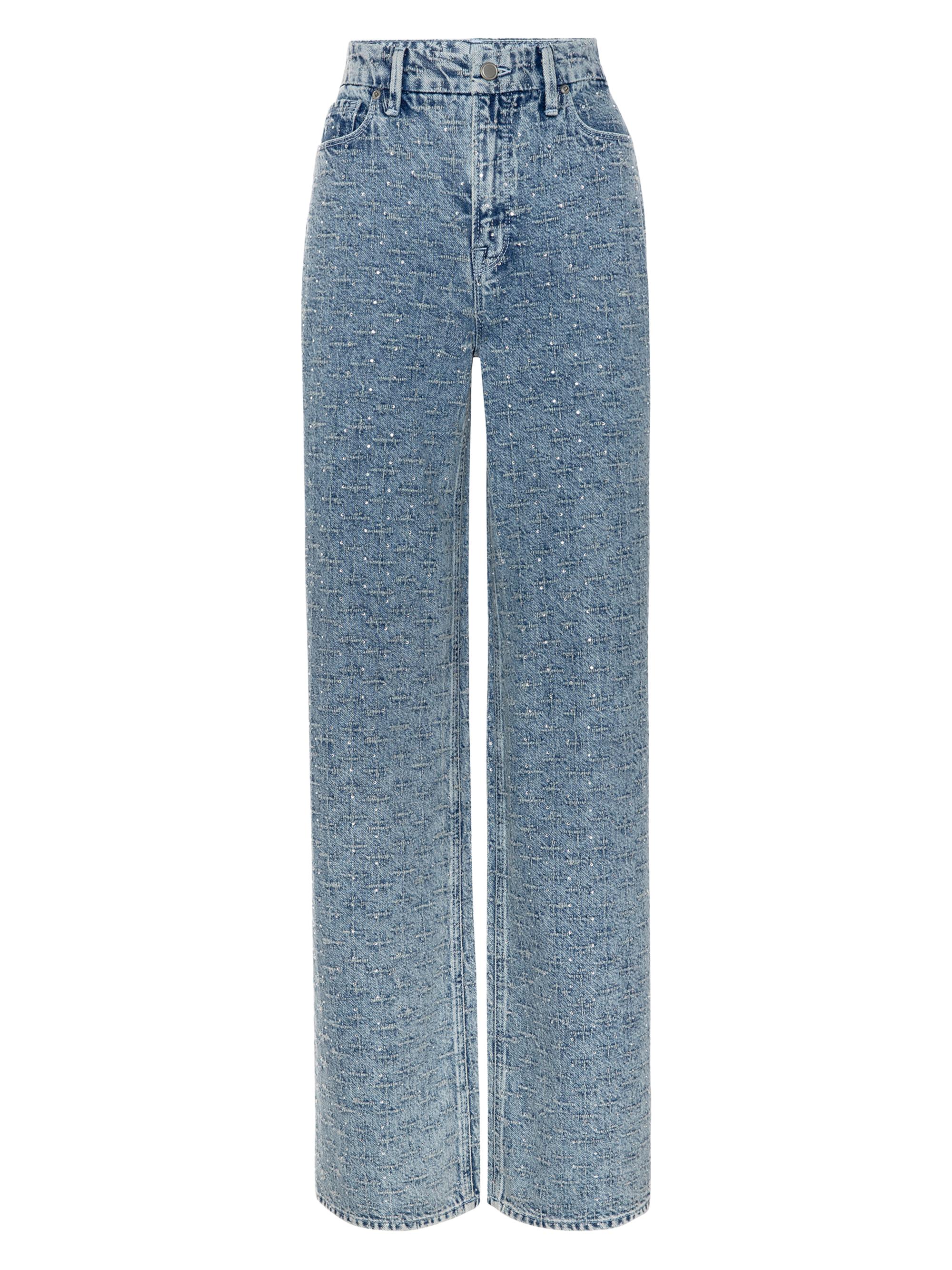 Good American Women's Good Skate Wide Crystal Jeans - Indigo