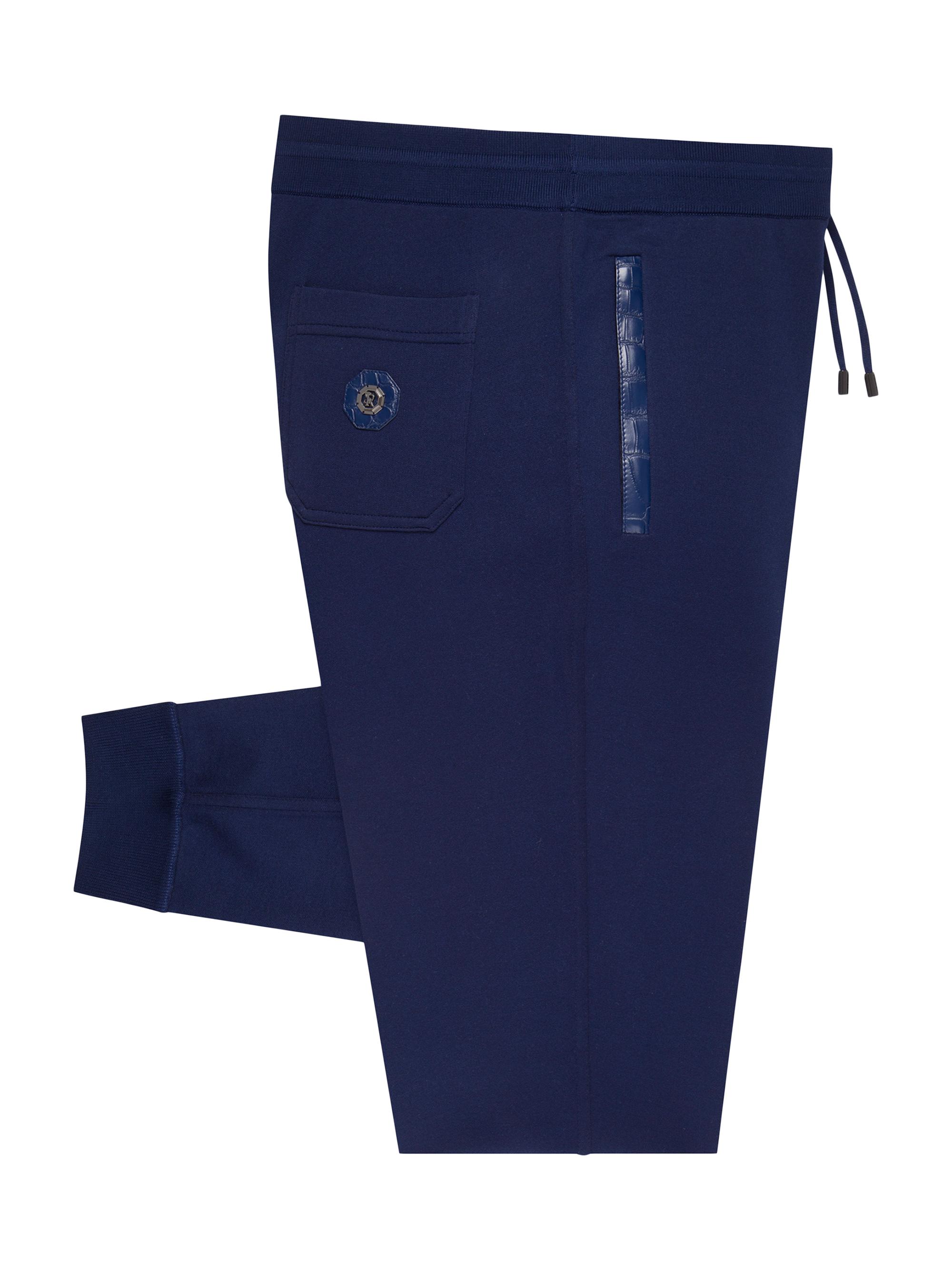 Stefano Ricci Men's Silk and Cotton with Croc Jogging Trousers - Deep Blue