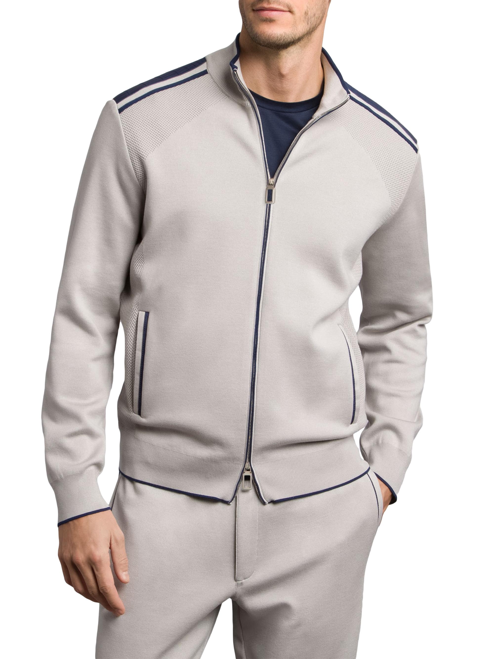 Stefano Ricci Men's Jogging Blouson Jacket with Croc Details - Beige