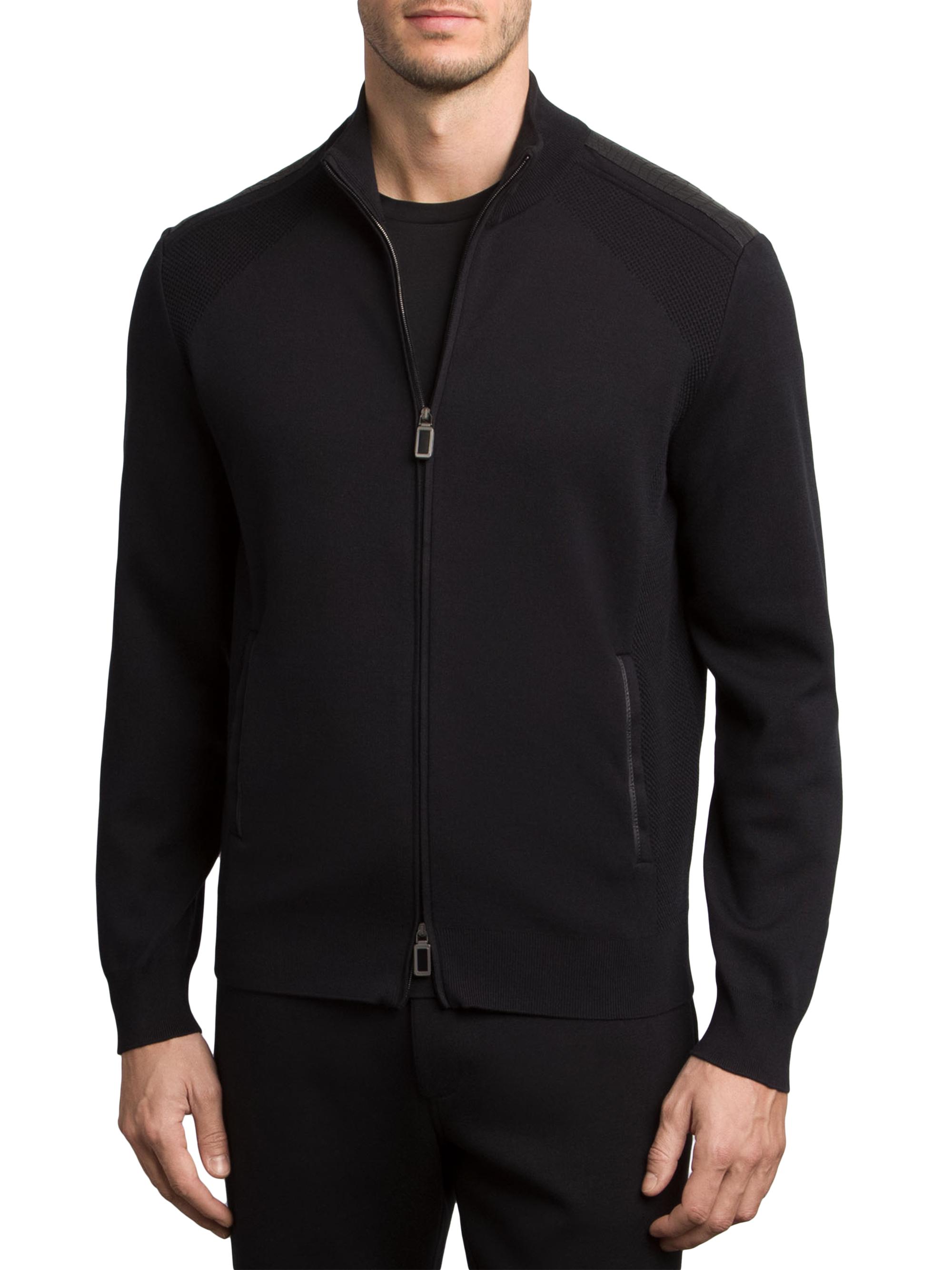 Stefano Ricci Men's Jogging Blouson Jacket with Croc Details - Black