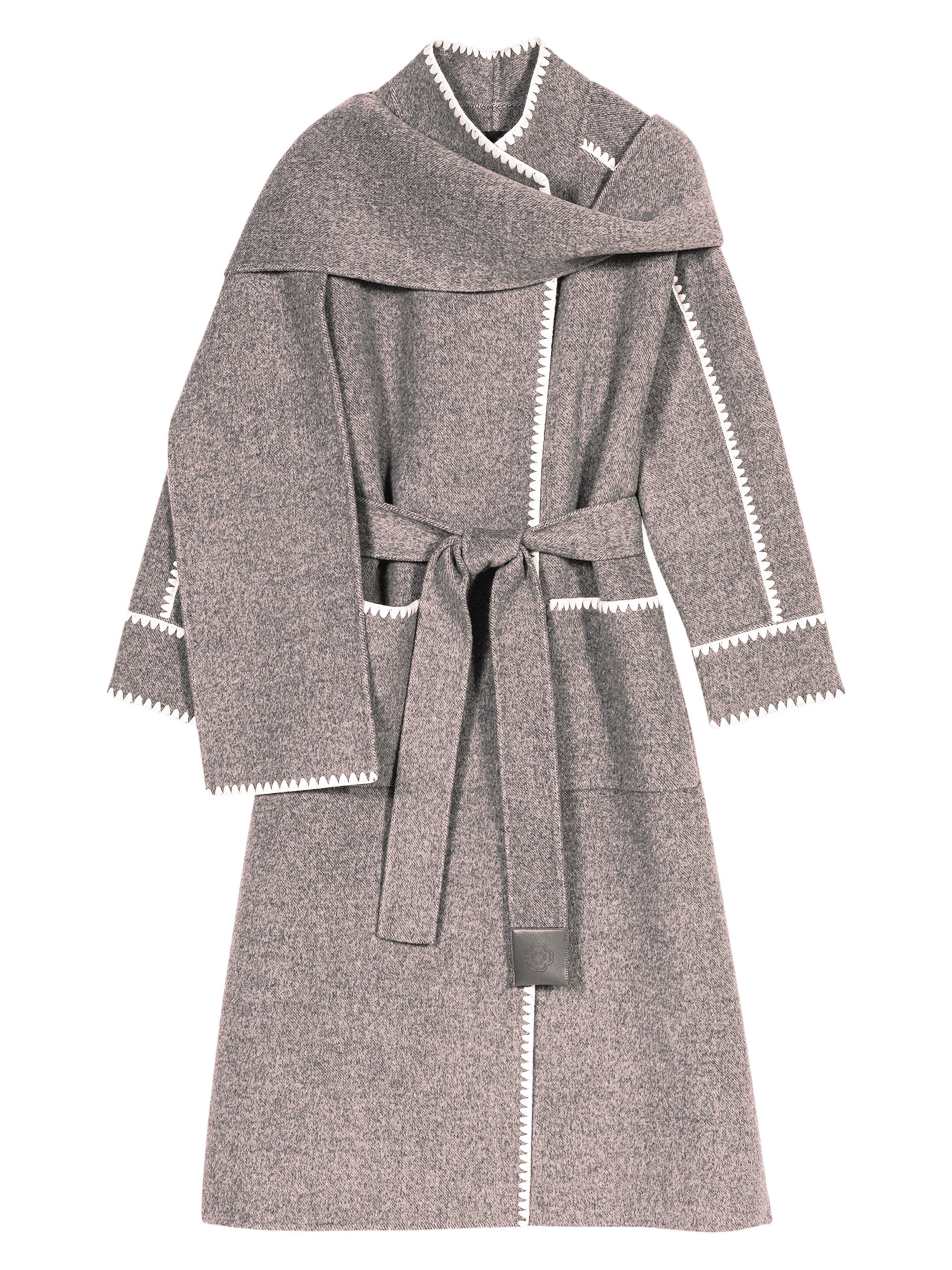 Maje Women's Long Double Faced Coat - Grey White