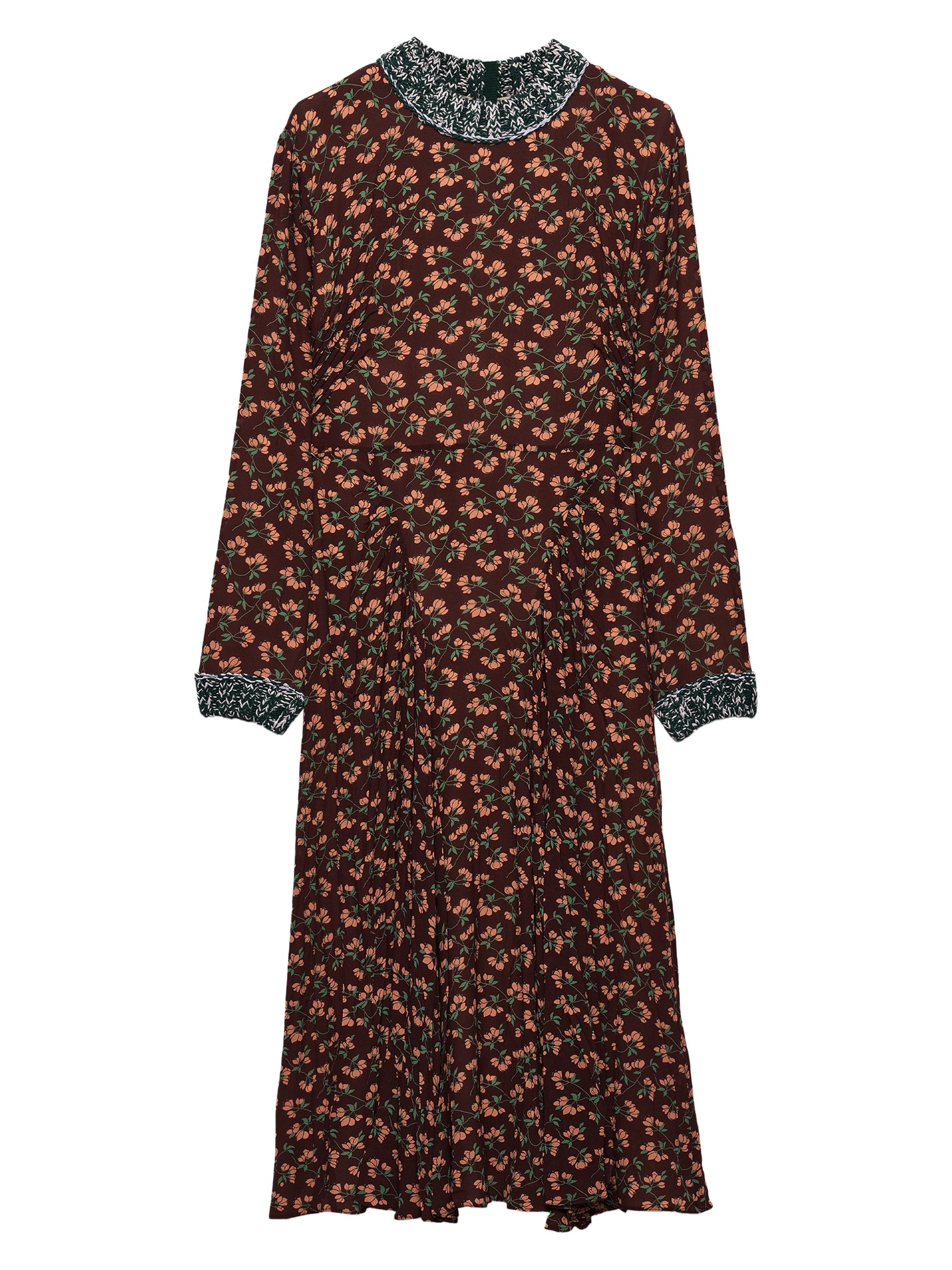 Prada Women's Printed Georgette Dress - Brown