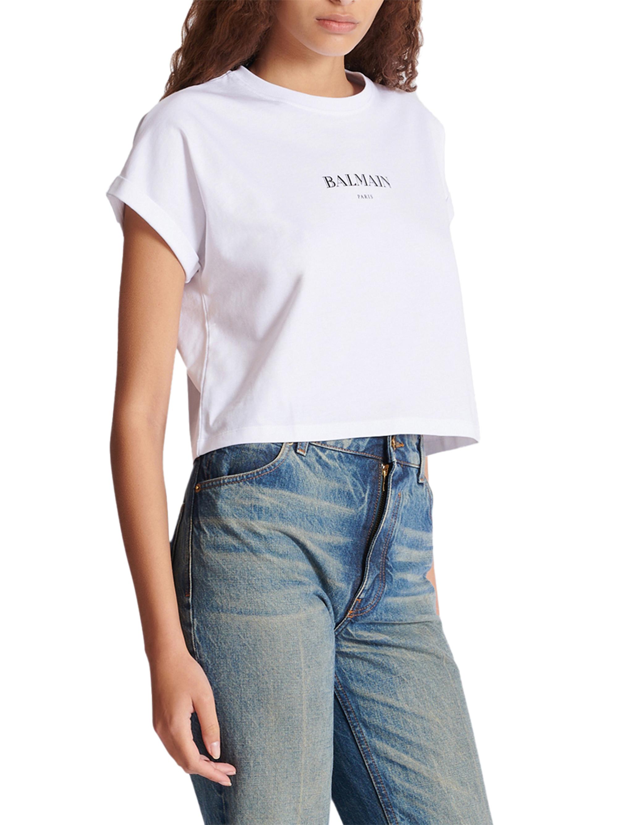 Balmain Logo Cropped T-Shirt | Saks Fifth Avenue
