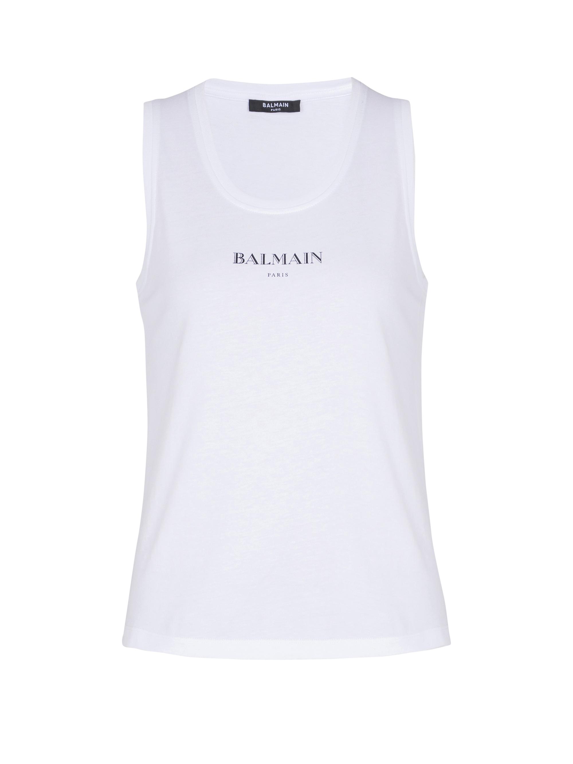 Balmain Women's Logo Graphic Tank Top - White Black