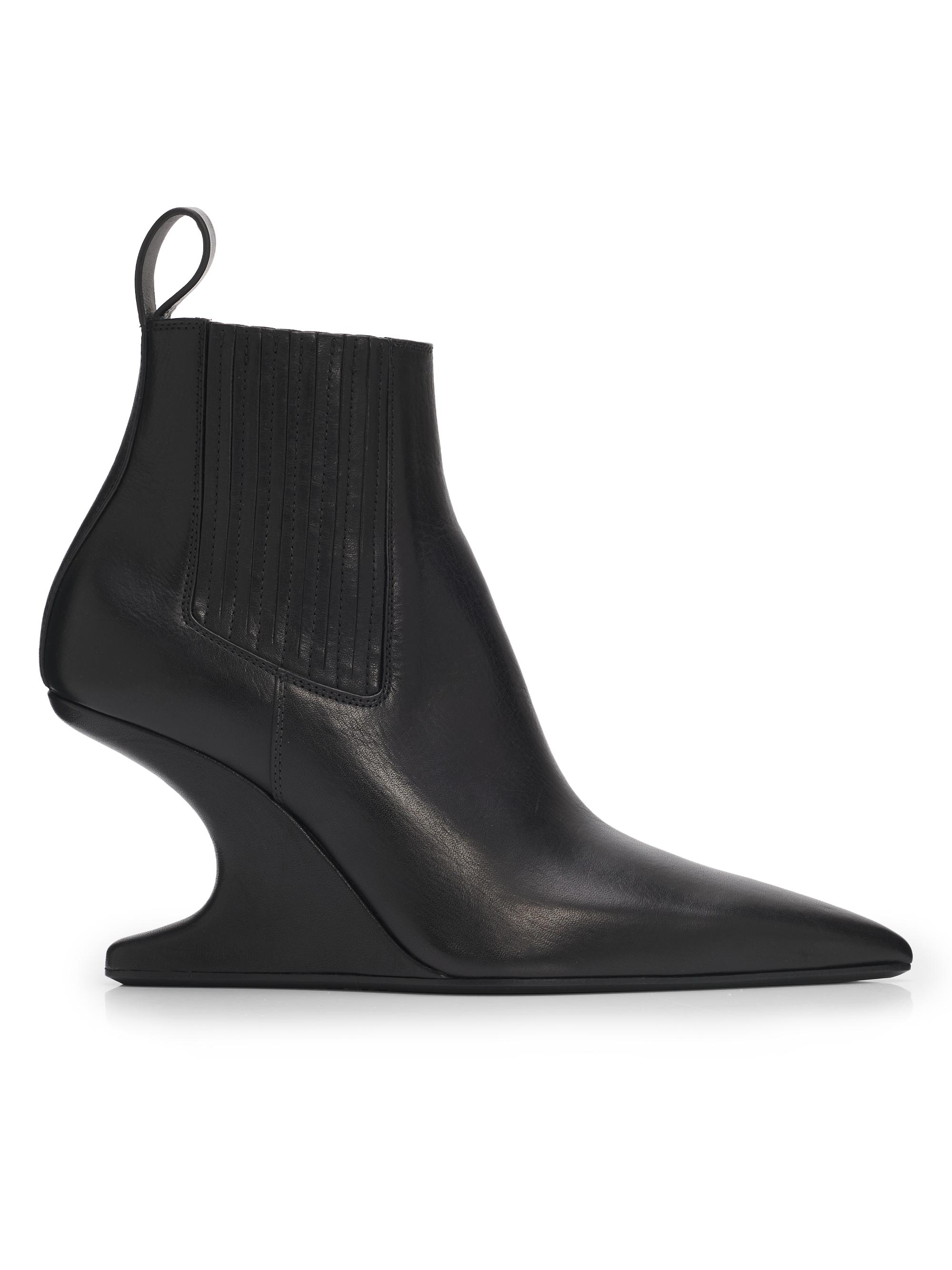 Rick Owens Women's Leather Wedge Ankle Booties - Black