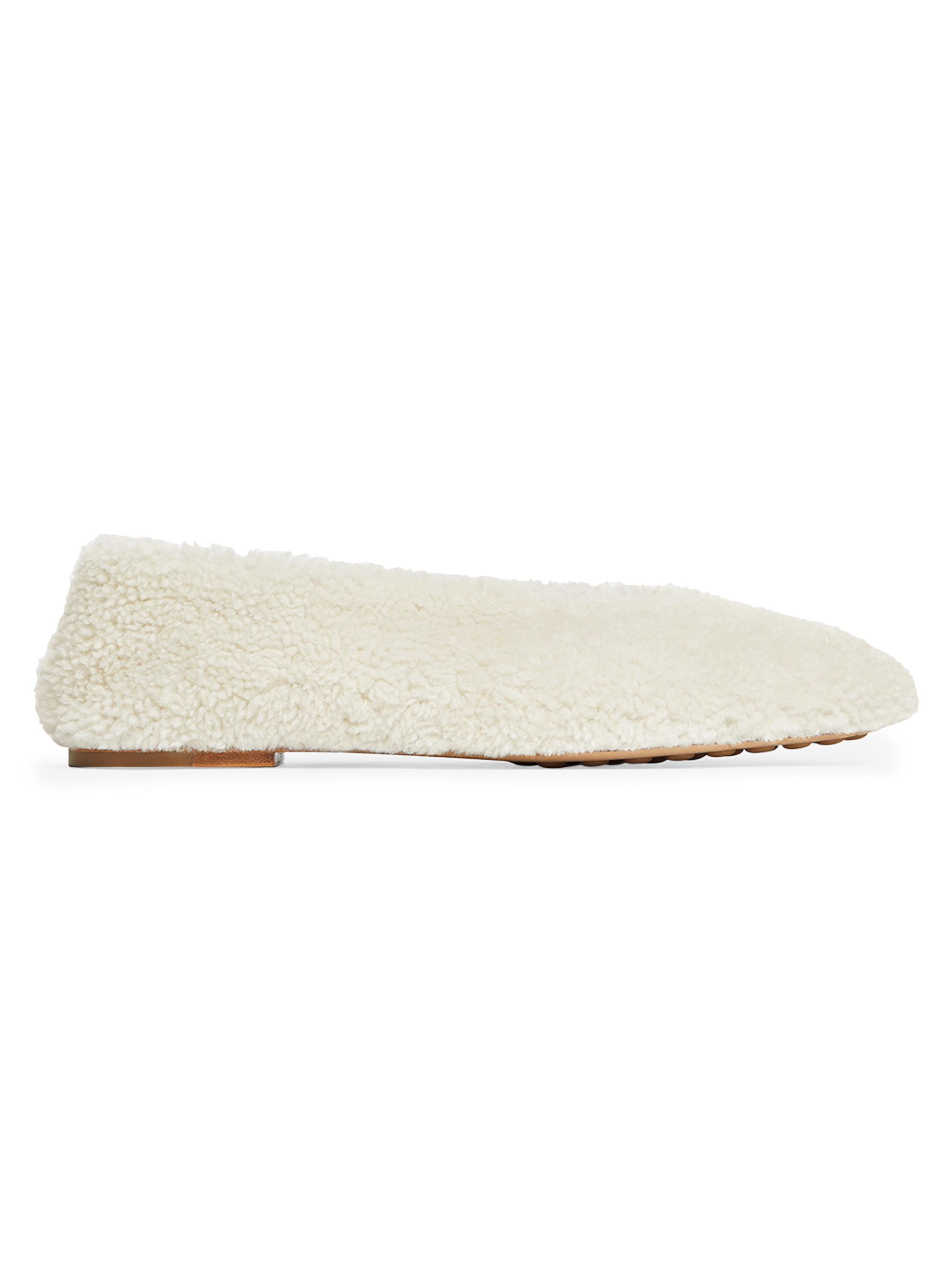 Bottega Veneta Women's Rosa Merino Shearling Ballerina Flats - Bianco Ocean