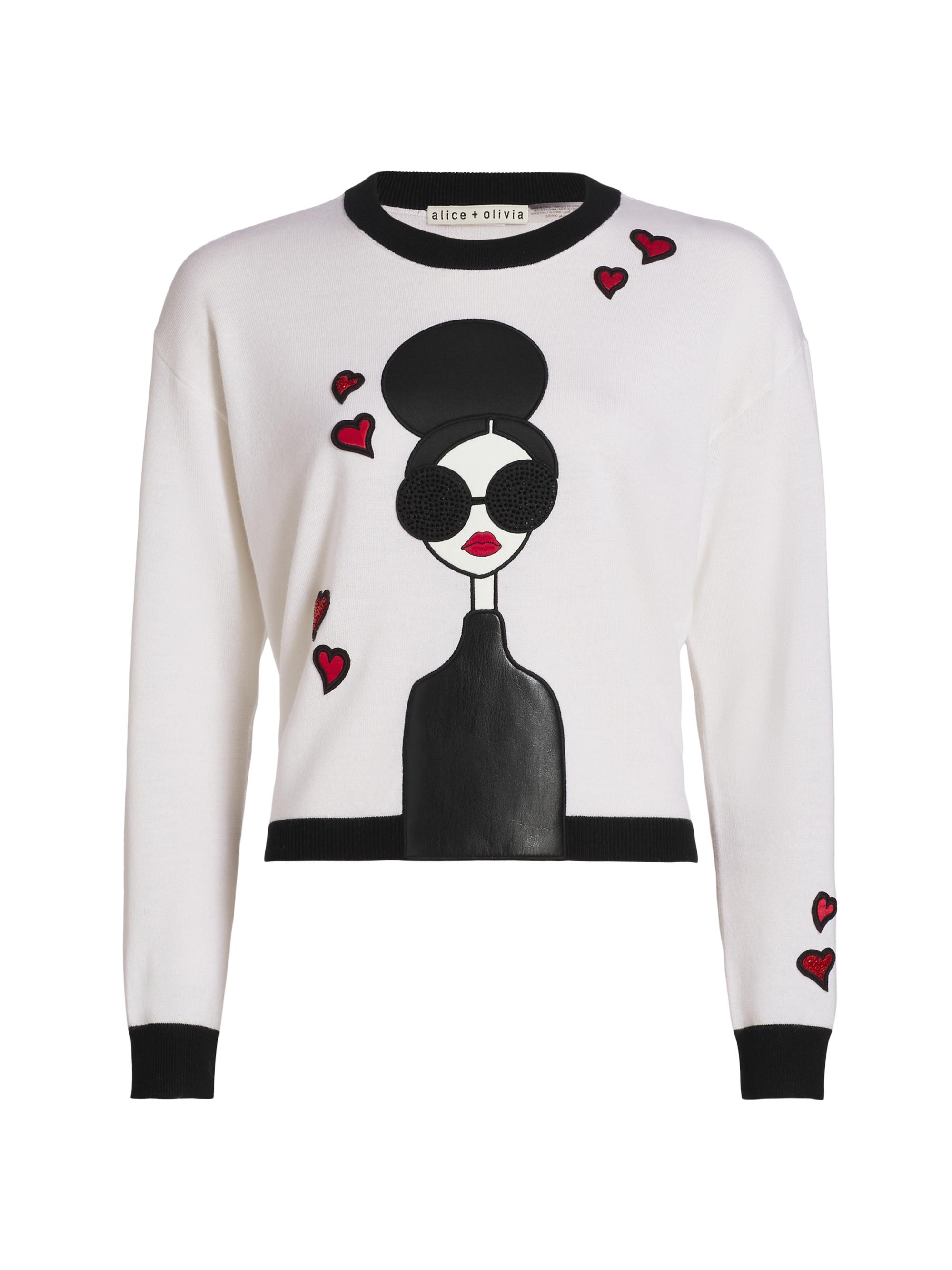 Alice + Olivia Bradley Heart Embroidered Cardigan | Saks