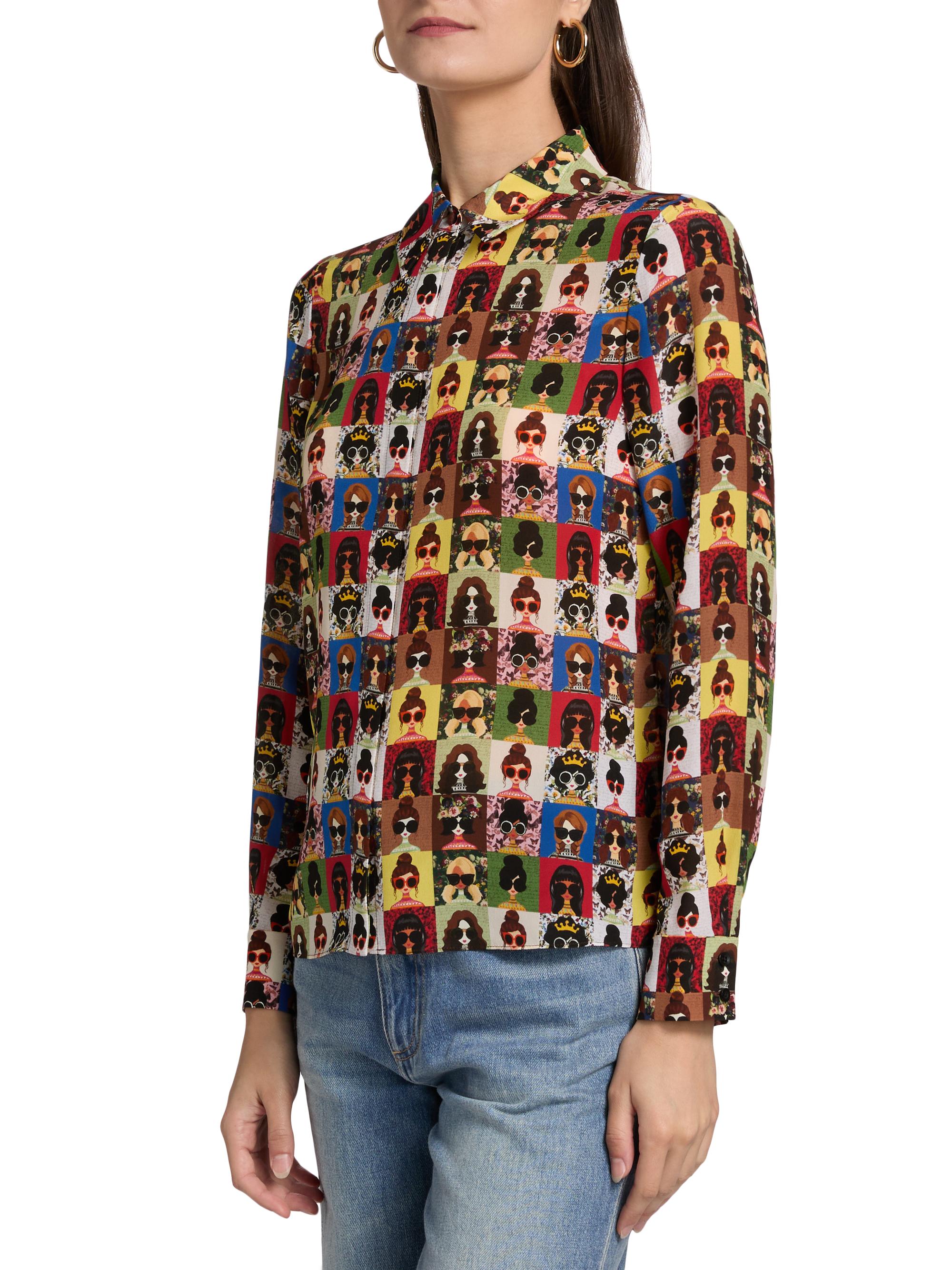 Alice + Olivia Willa グラフィック シルクシャツ Alice + Olivia Willa Printed Silk Button-Up Shirt | Nordstrom