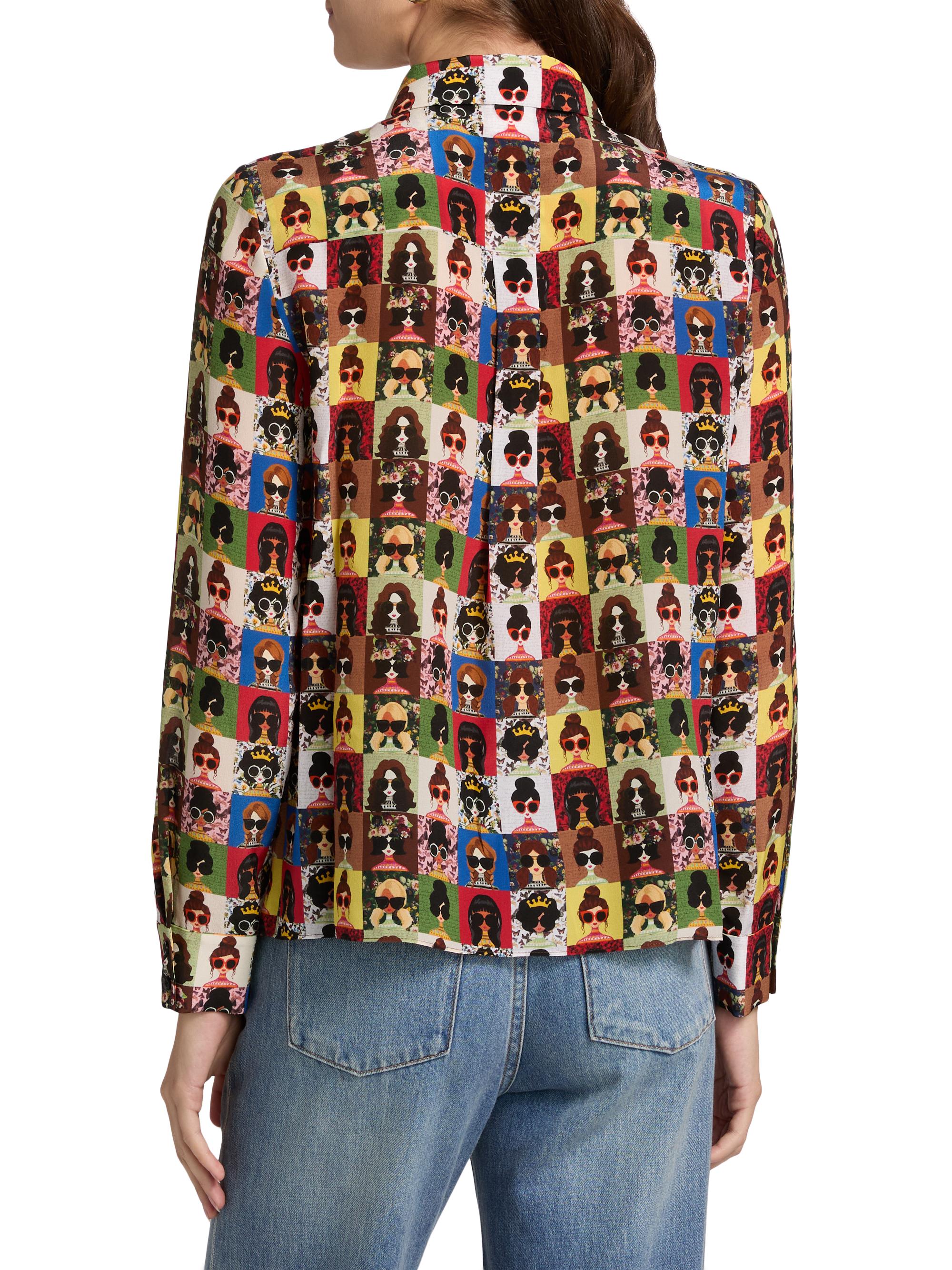 ALICE + OLIVIA Willa Staceface Silk Shirt | Saks Fifth Avenue