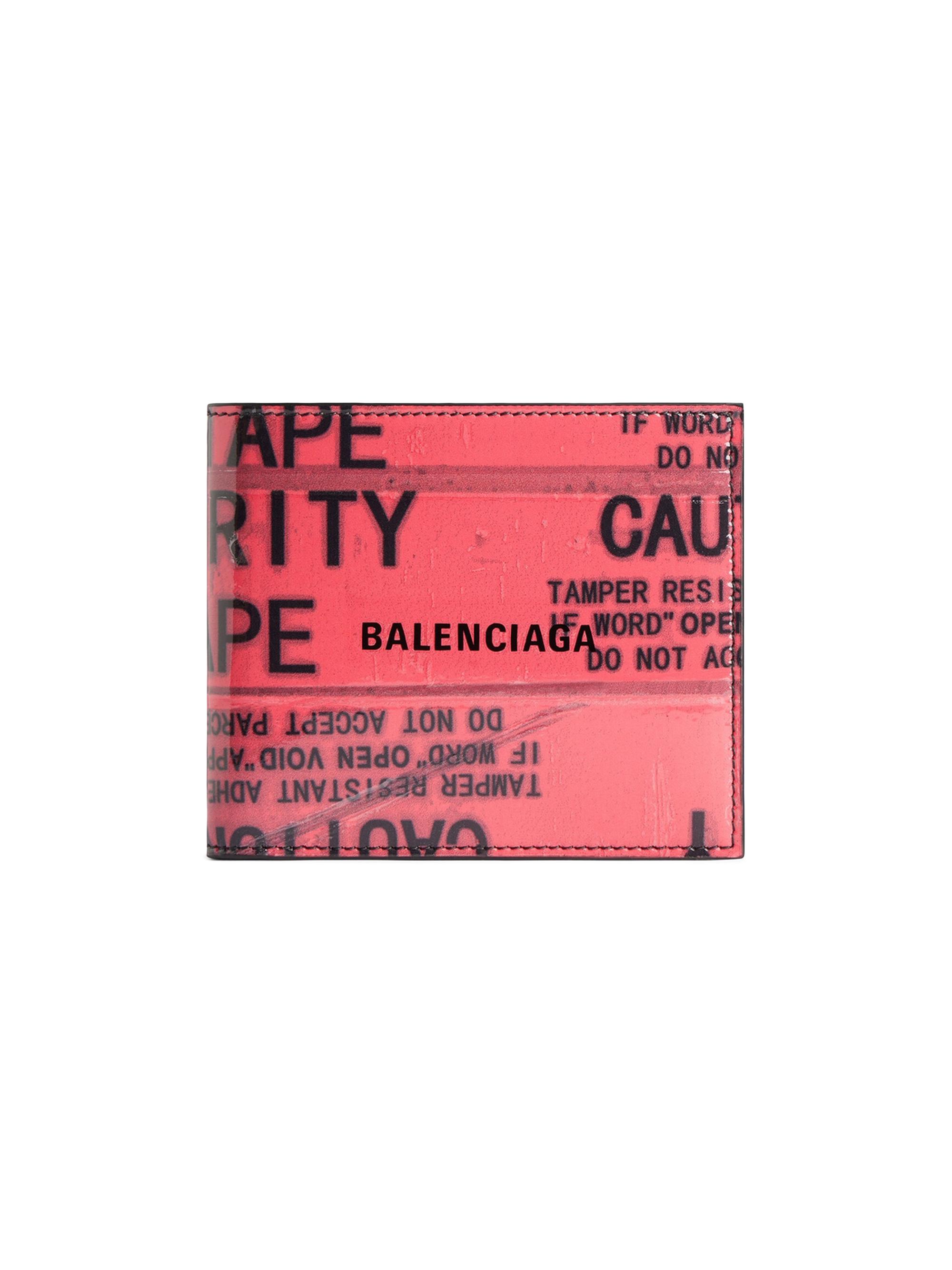 Balenciaga Men's Tape Type Square Folded Wallet - Red Black