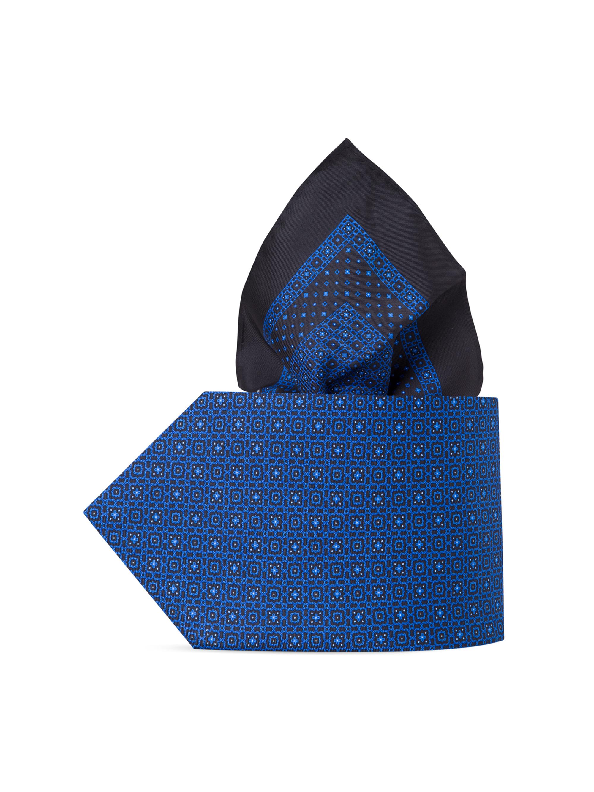 Stefano Ricci Men's Luxury Silk Tie Set - Black Blue | Thumbnail 4