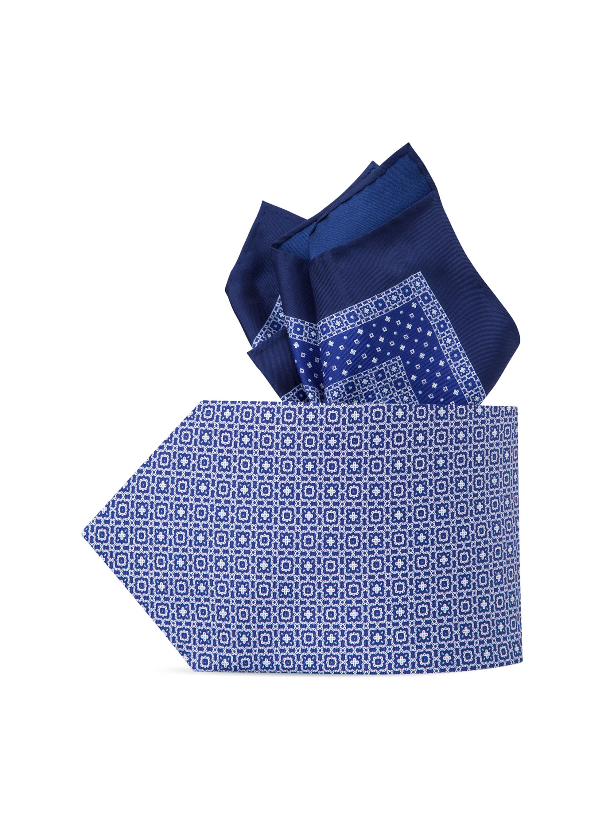 Stefano Ricci Men's Luxury Silk Tie Set - Blue White