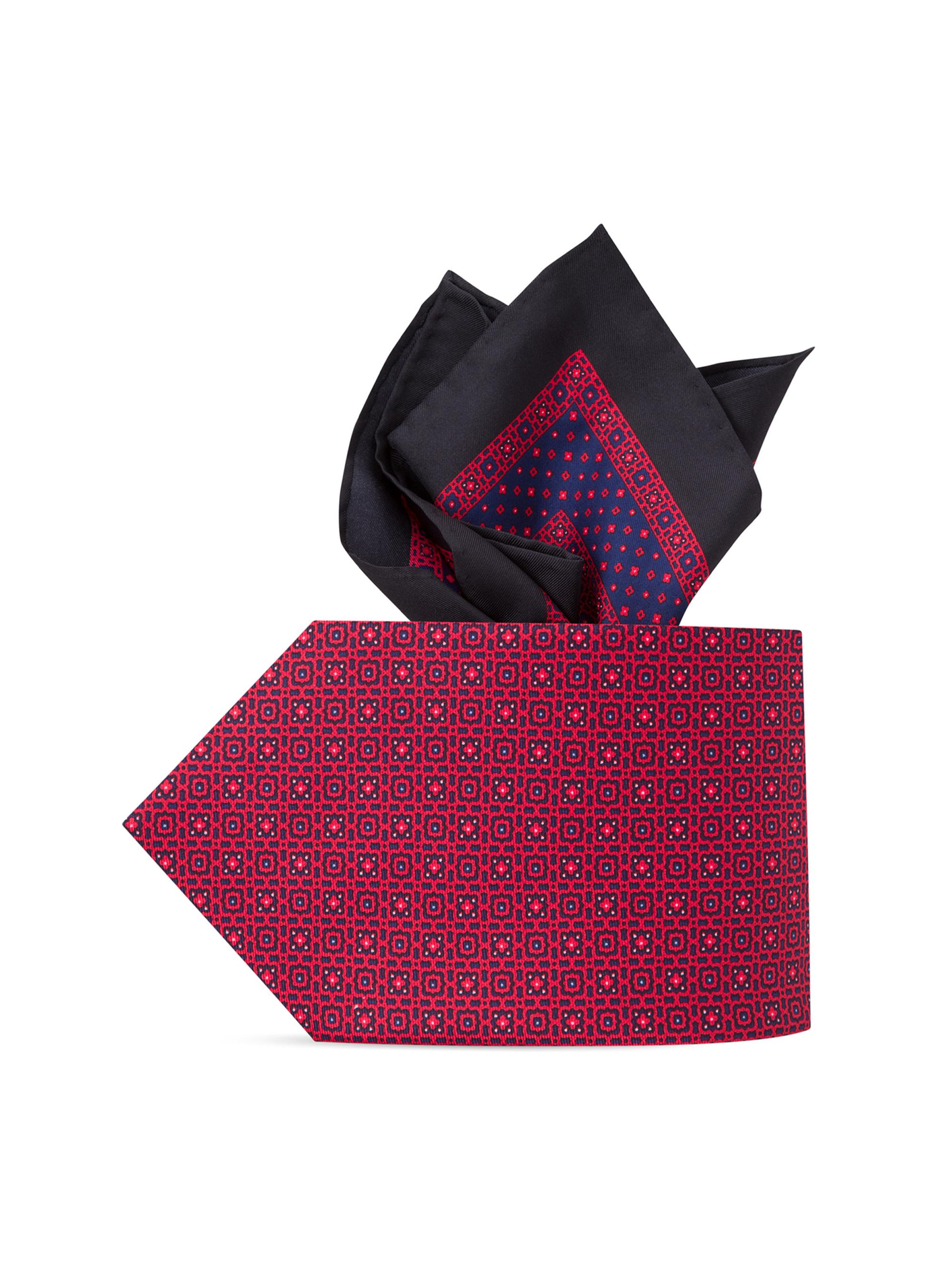 Stefano Ricci Men's Luxury Silk Tie Set - Red Navy | Thumbnail 4