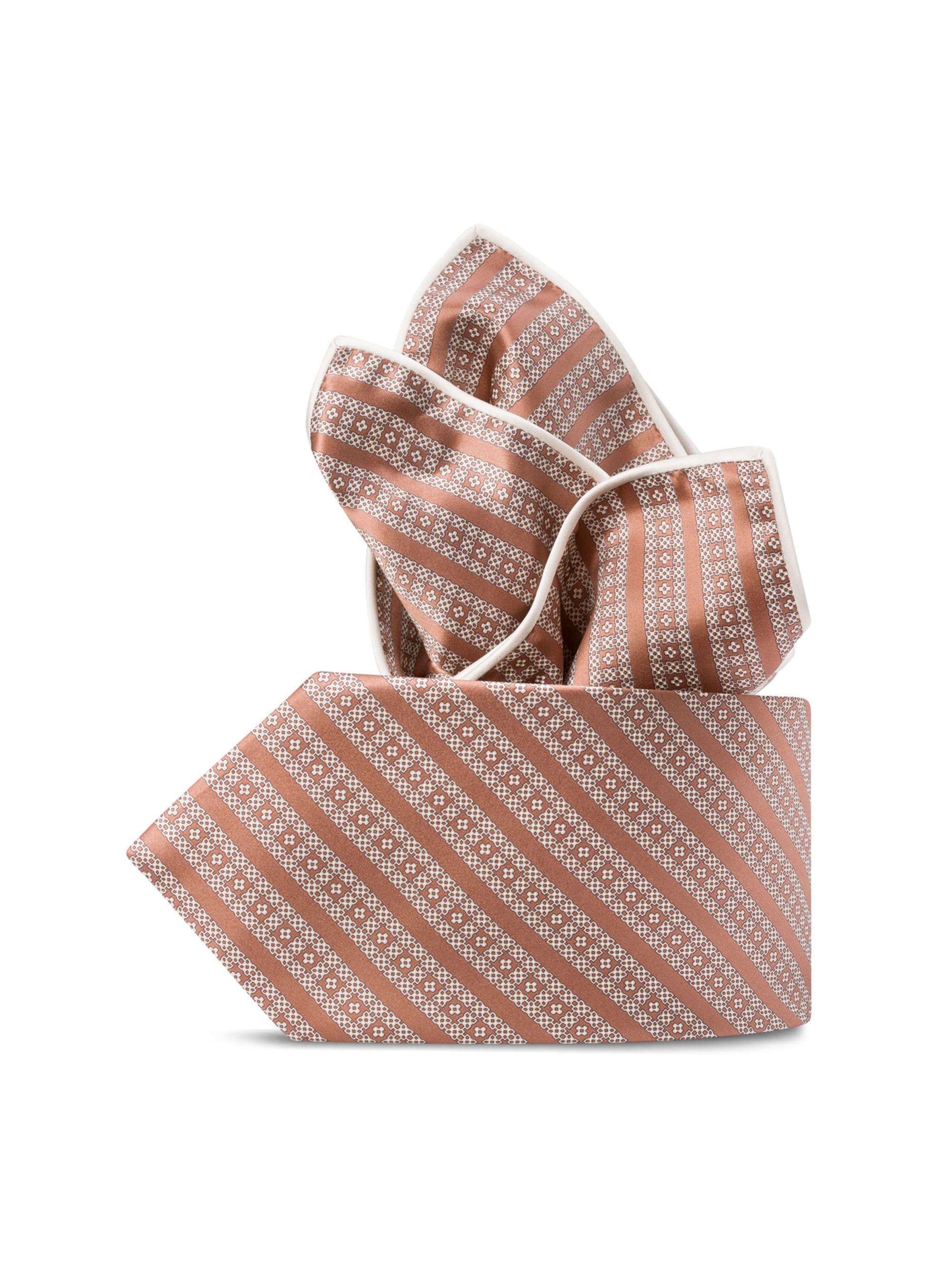 Stefano Ricci Men's Luxury Silk Tie Set - Brown White