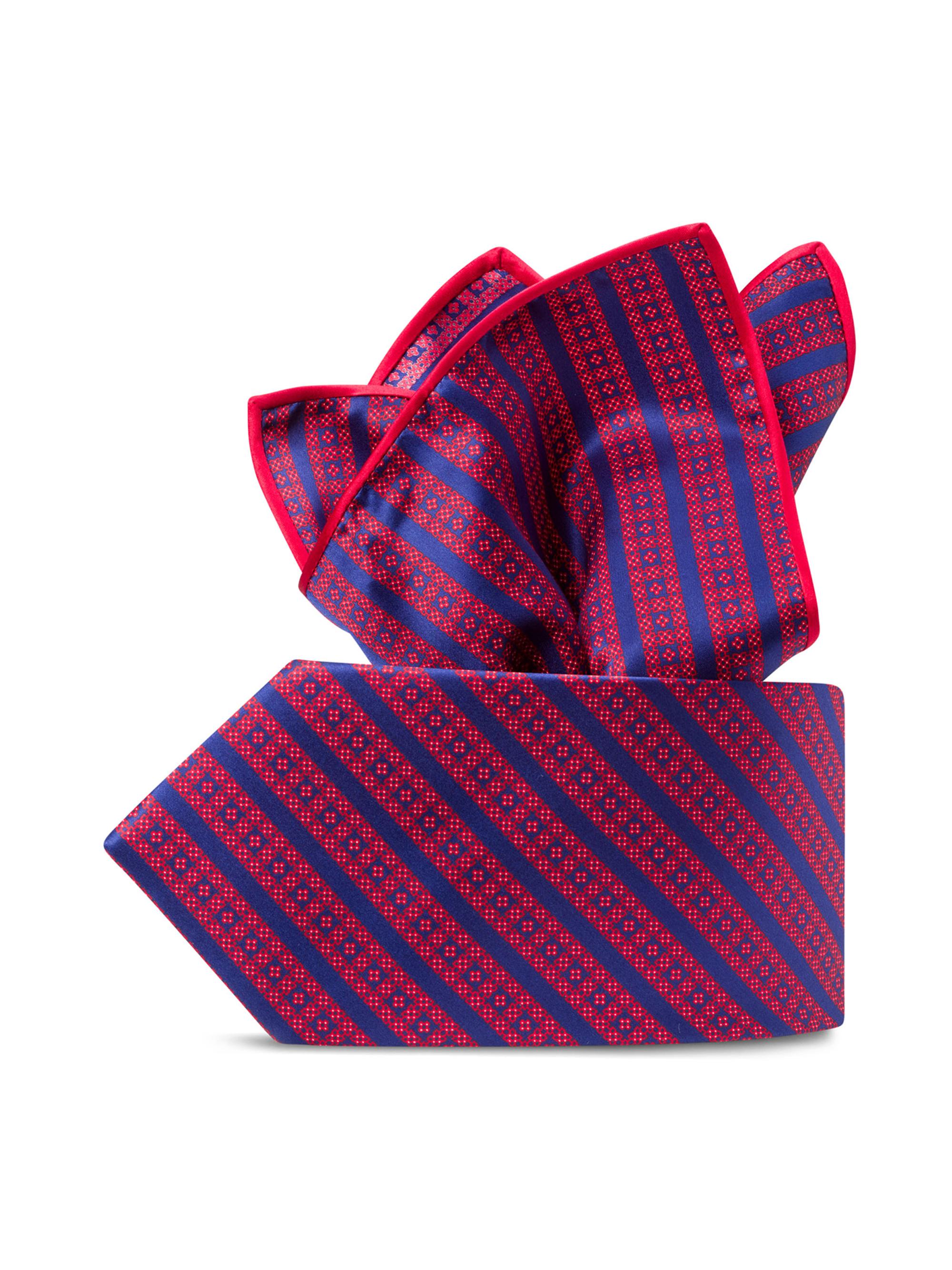 Stefano Ricci Men's Luxury Silk Tie Set - Red Navy | Thumbnail 4
