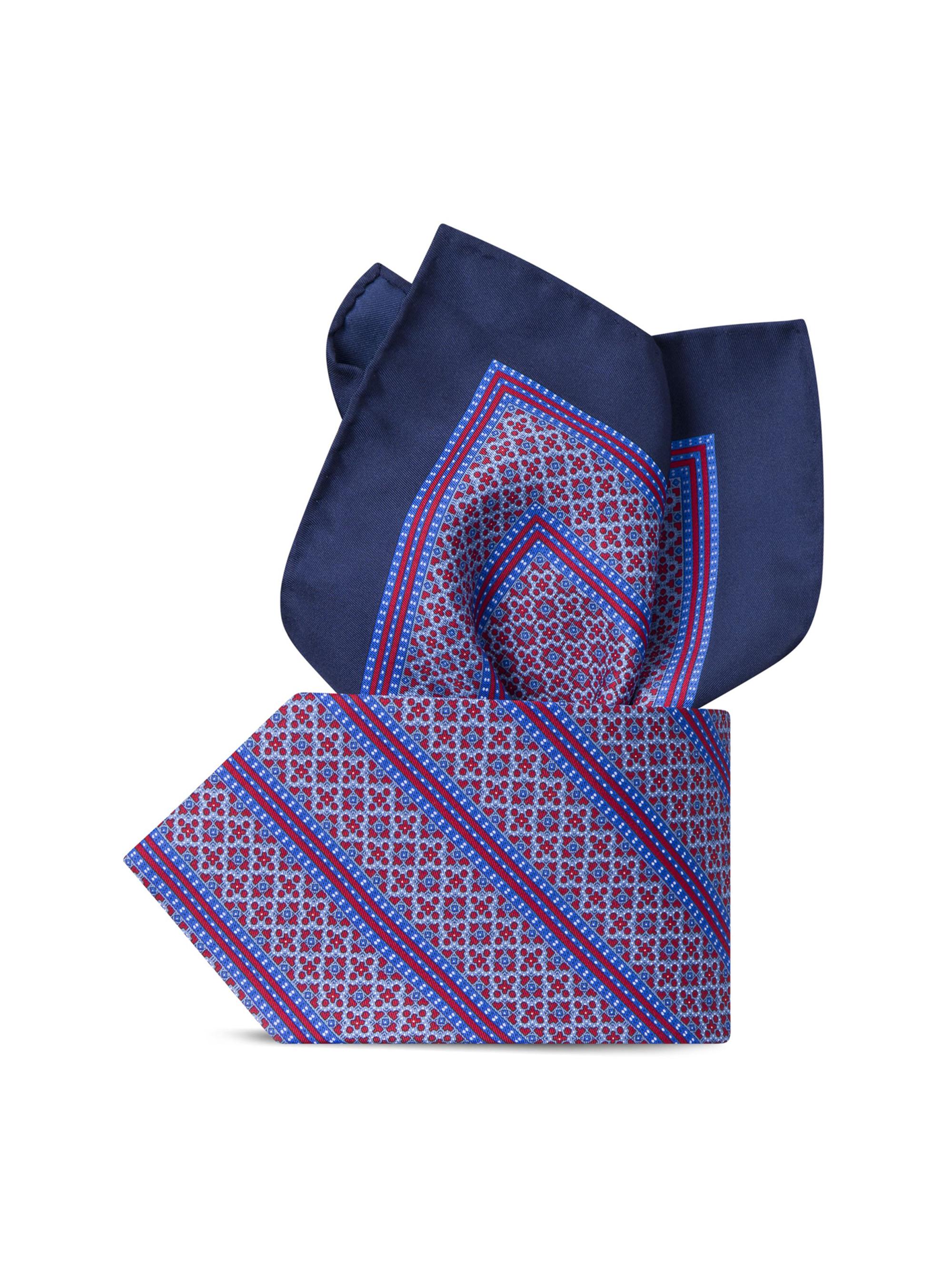 Stefano Ricci Men's Luxury Silk Tie Set - Blue Red | Thumbnail 4