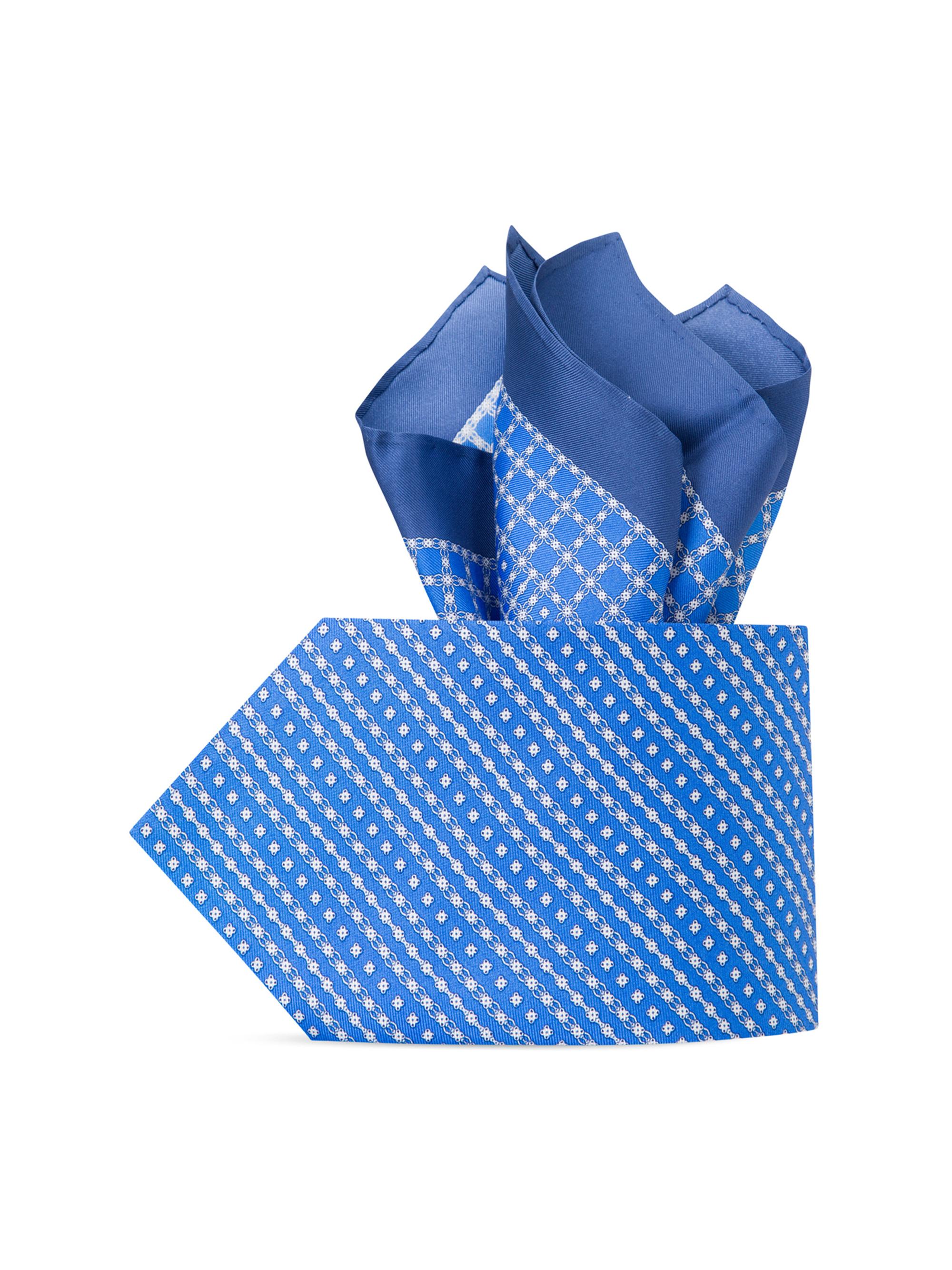 Stefano Ricci Men's Luxury Silk Tie Set - Blue White