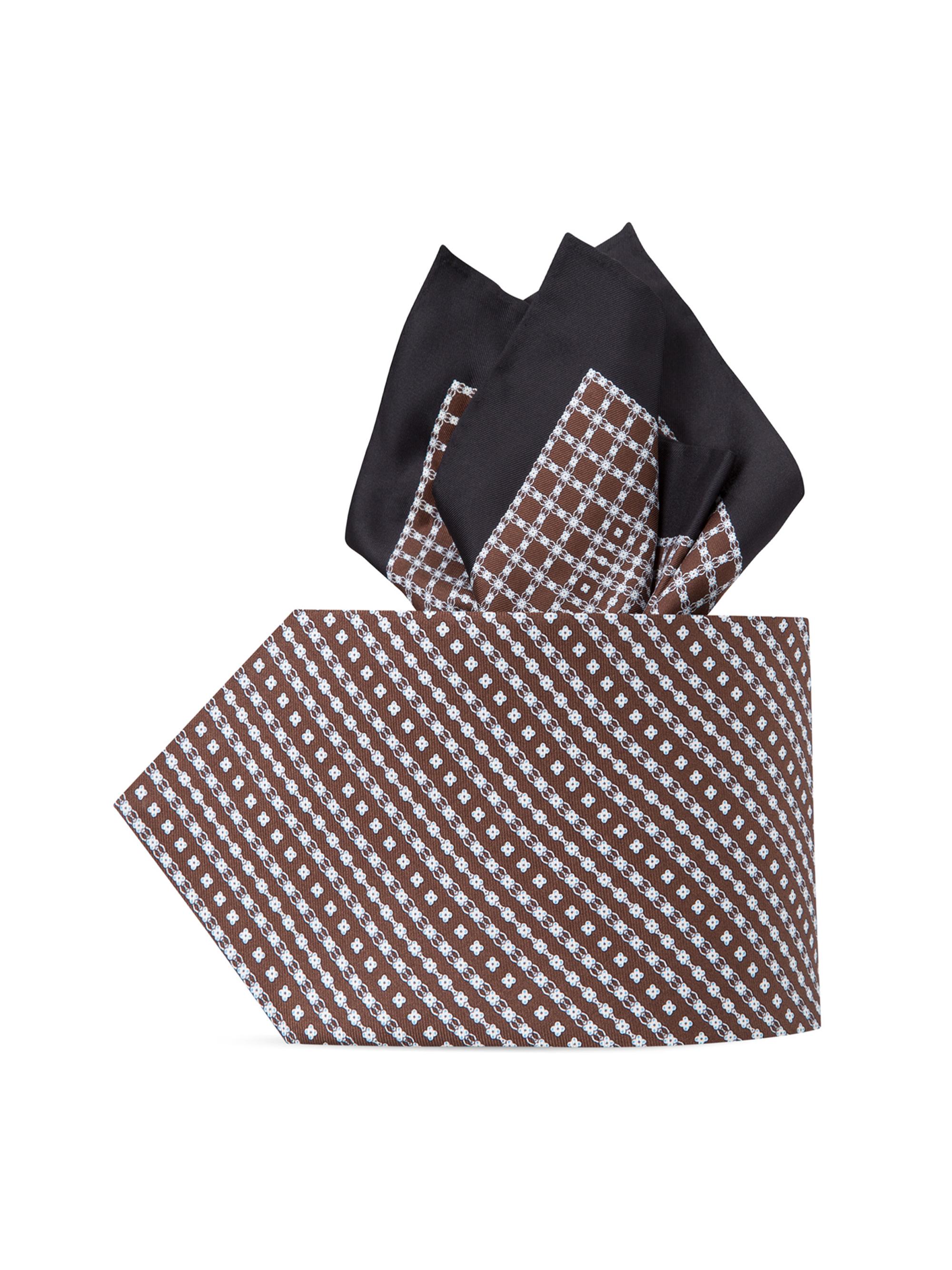 Stefano Ricci Men's Luxury Silk Tie Set - Brown