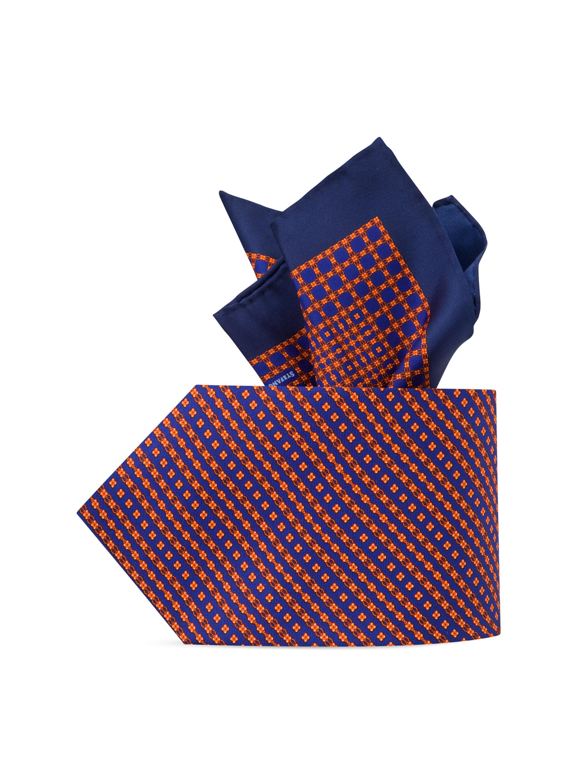 Stefano Ricci Men's Luxury Silk Tie Set - Orange