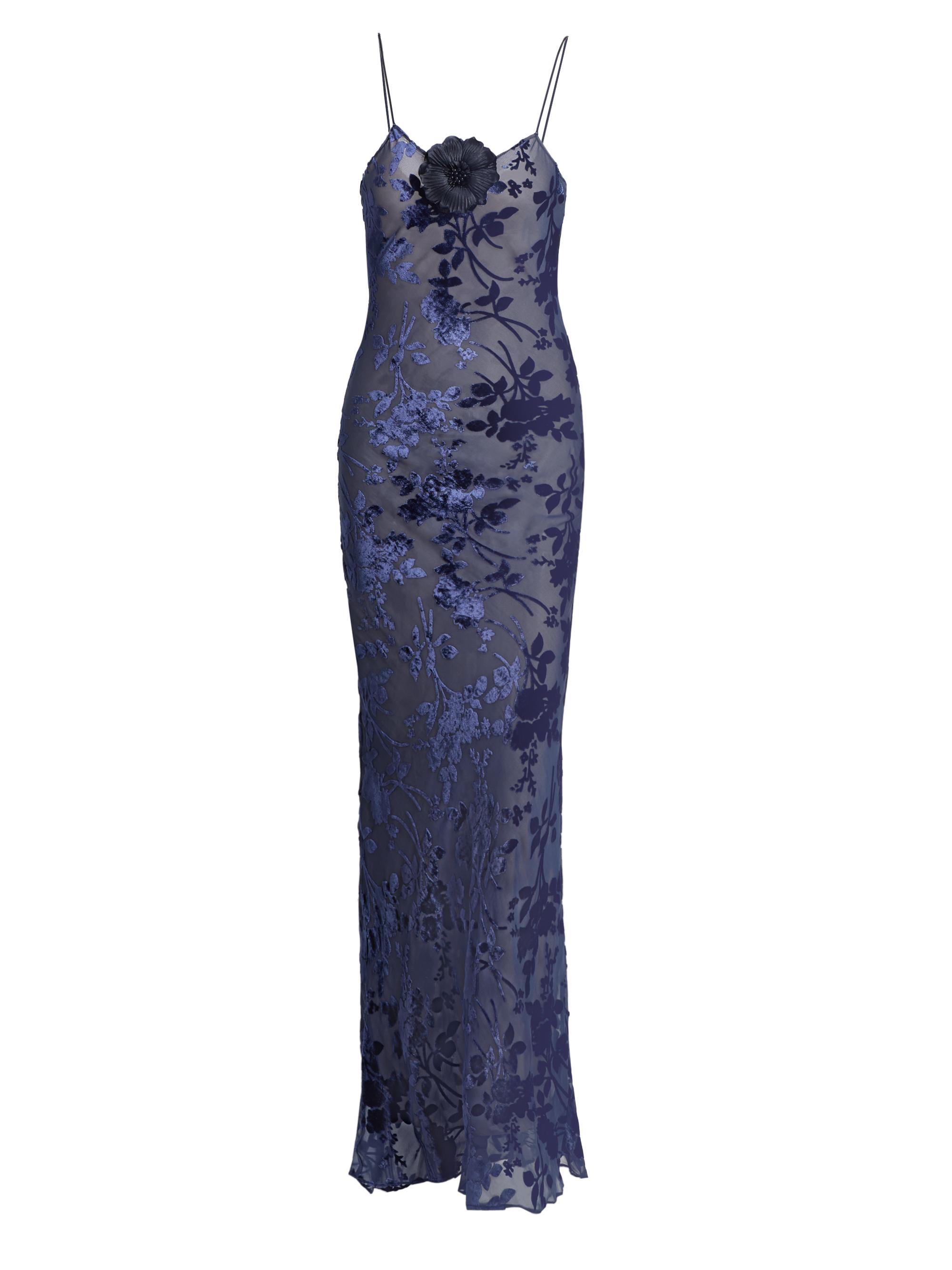 Rodarte Women's Floral Silk Devoré Flower Slip Gown - Navy