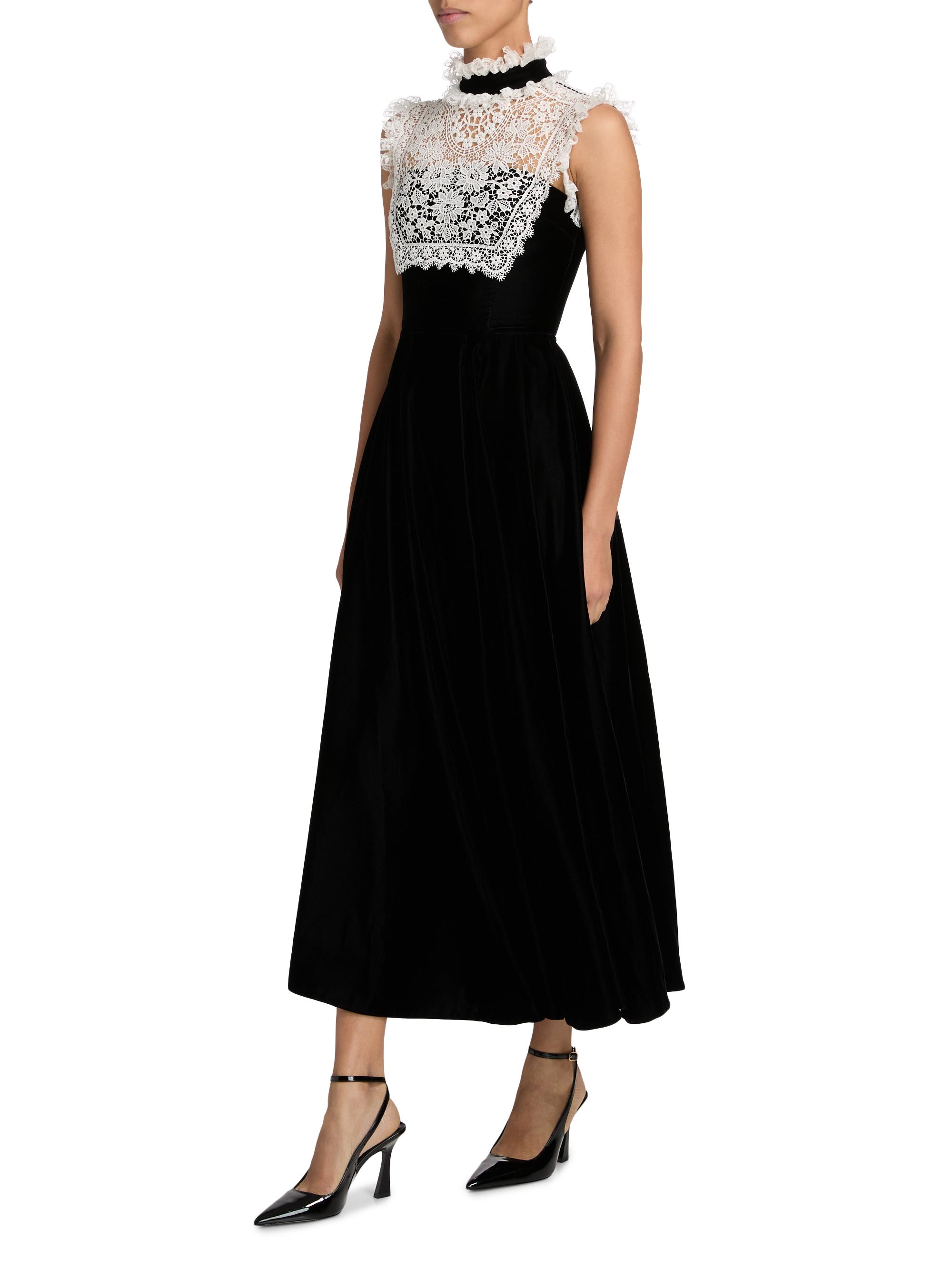 Rodarte Velvet & Lace Midi-Dress | Saks Fifth Avenue