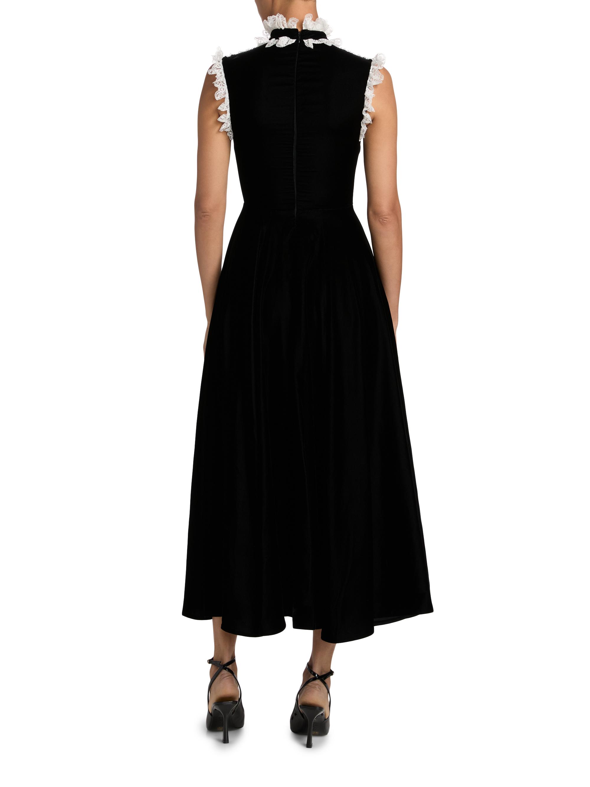 knee length dresses for ladies Velvet and lace midi dress