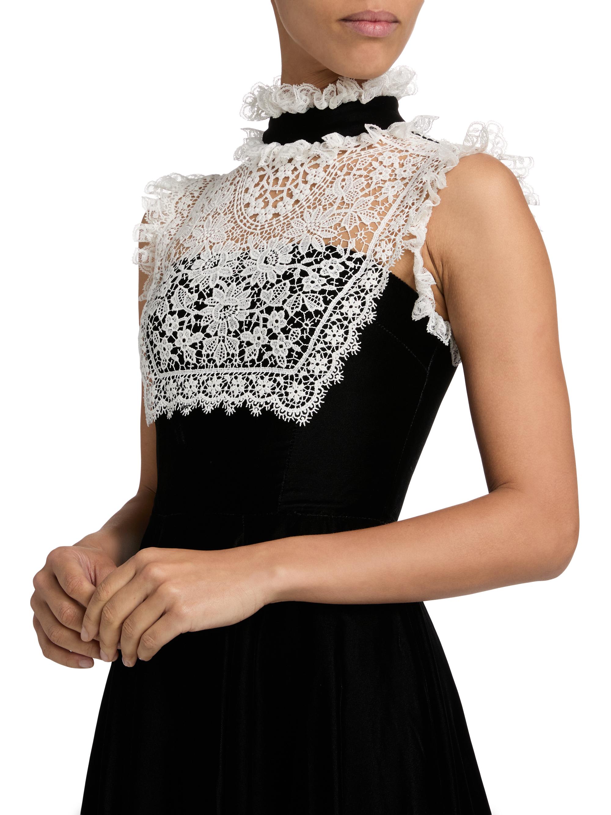 Rodarte Velvet & Lace Midi-Dress | Saks Fifth Avenue