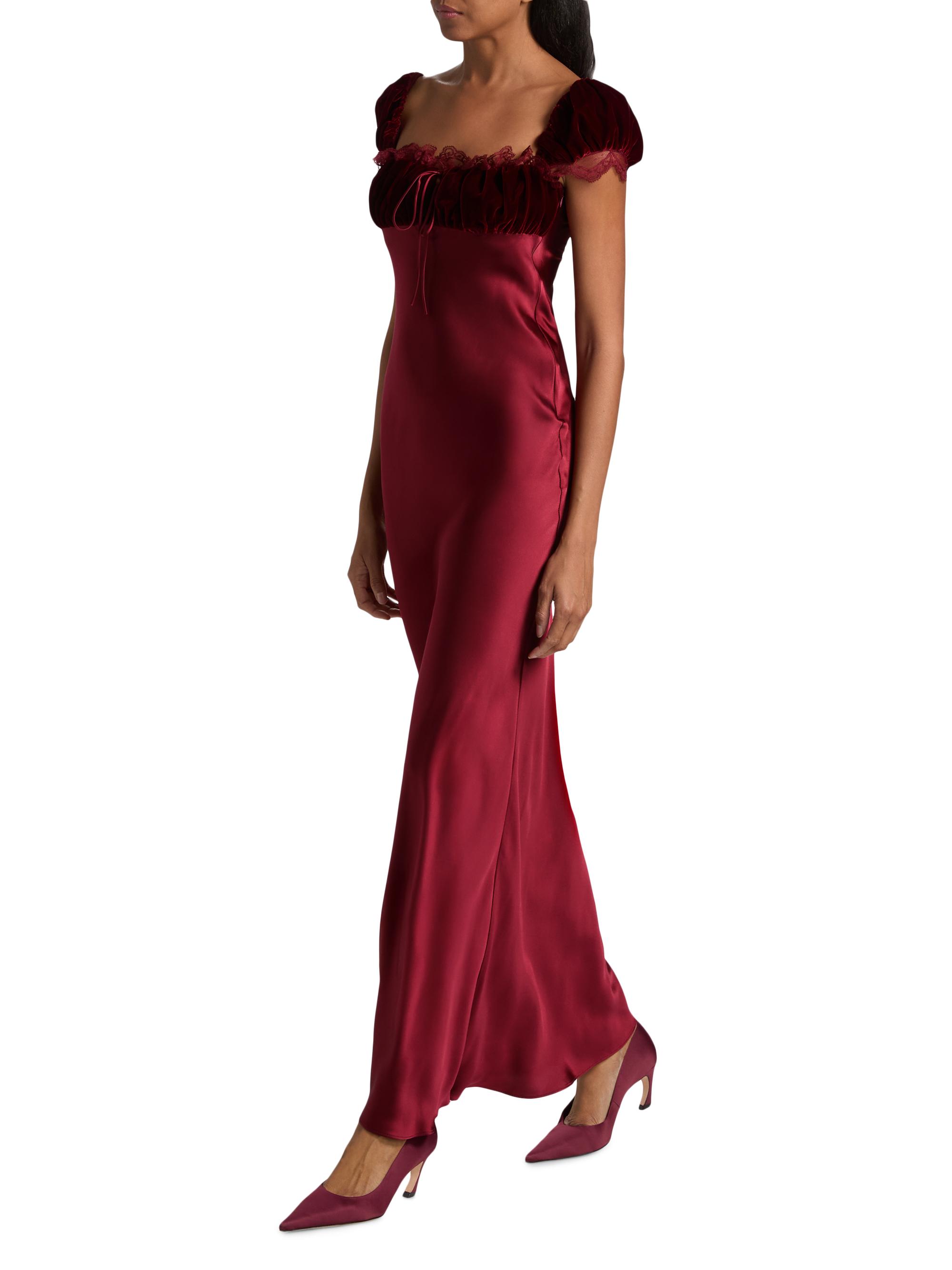 black lace split dress Lace Mock Neck Slit Dress