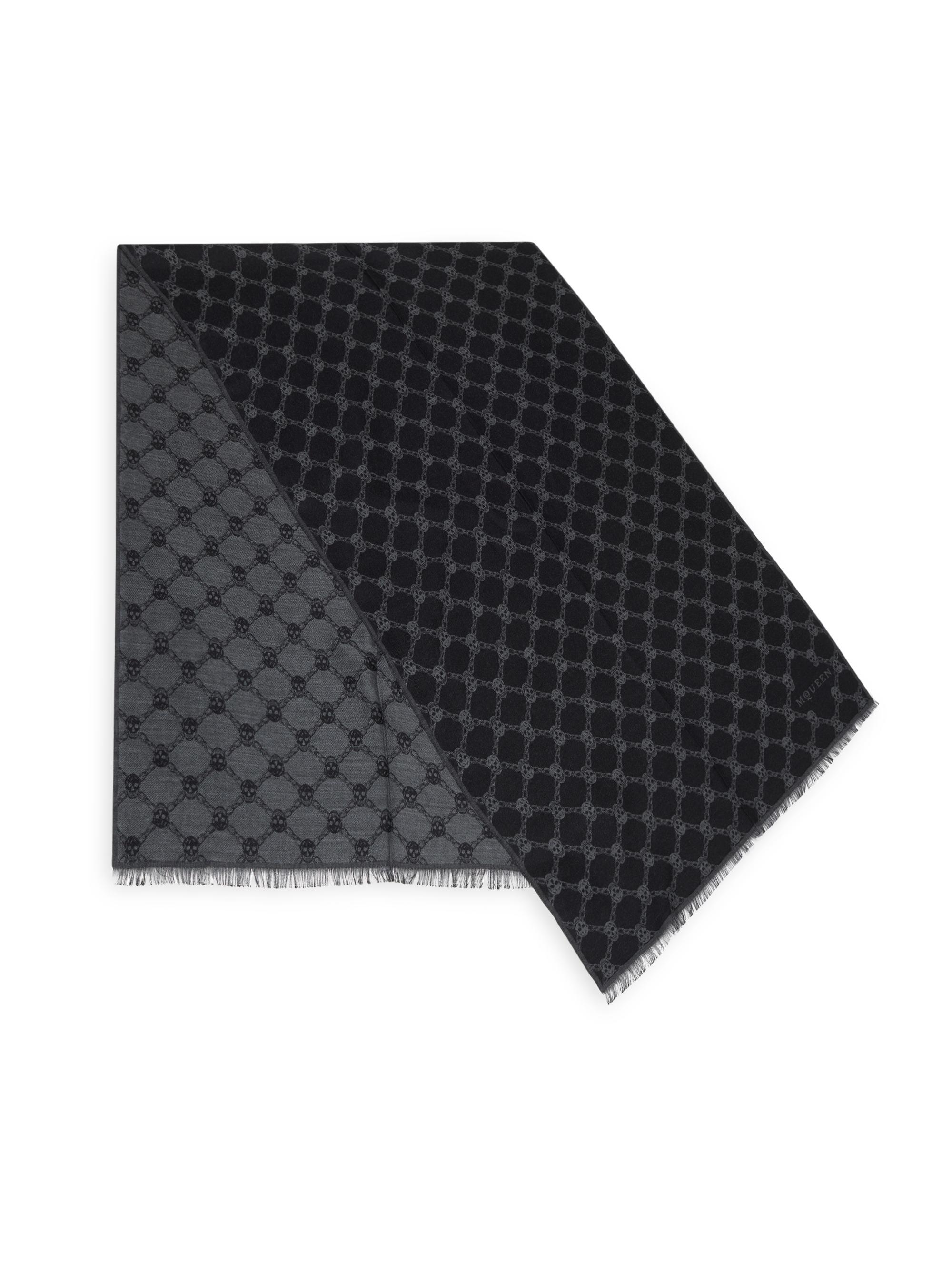 McQueen Women's Chain Skull Wool-Silk Scarf - Black  Grey