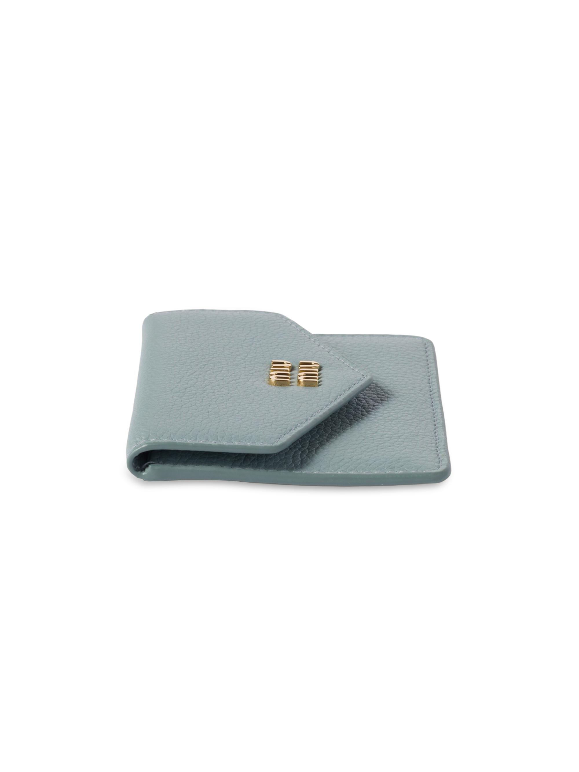 小物 MIUMIU silver leather card case pouch Miu Miu Card Holder Silver Womens Miu Miu