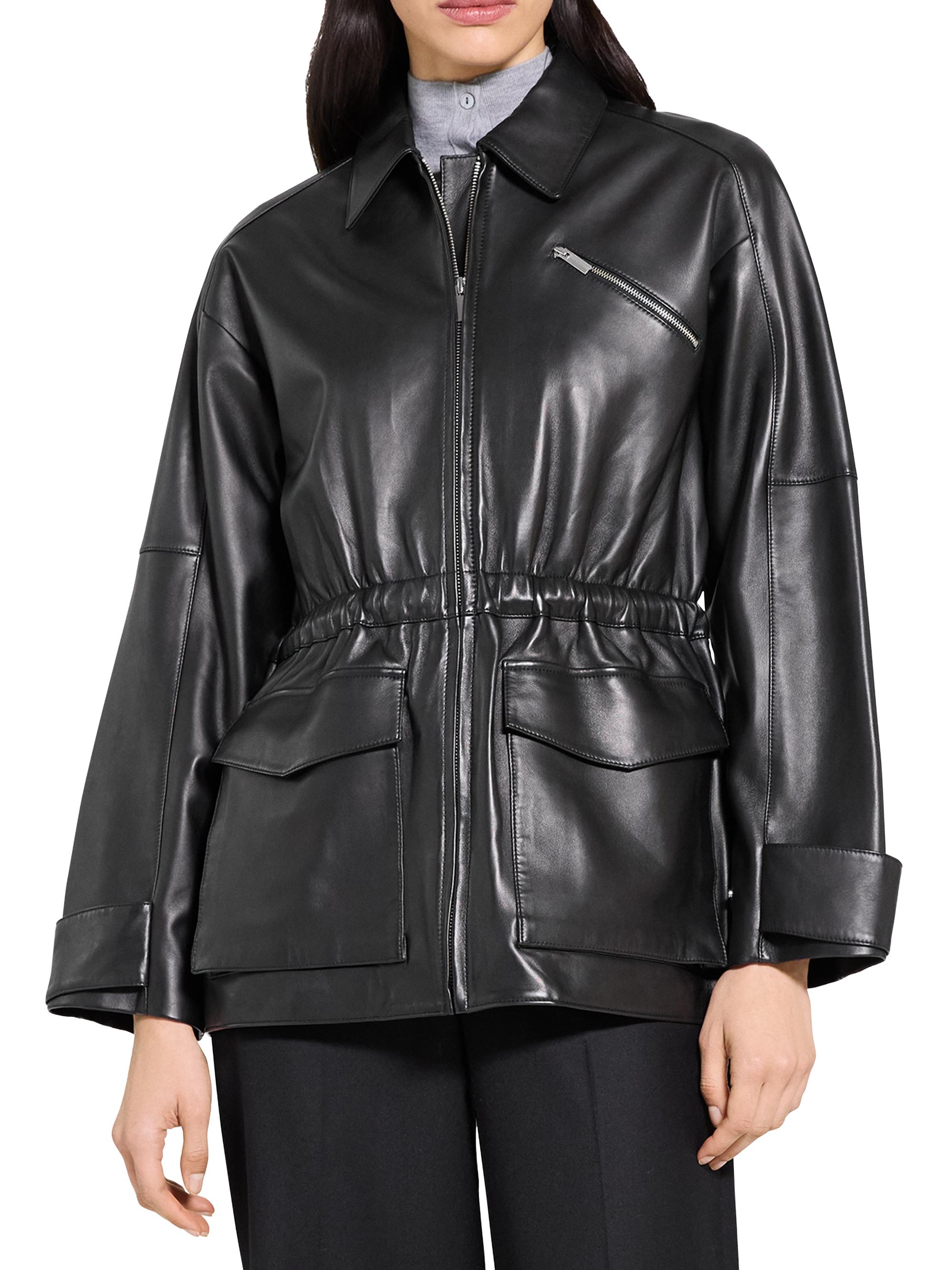 Theory Cinched Leather Jacket | Saks Fifth Avenue