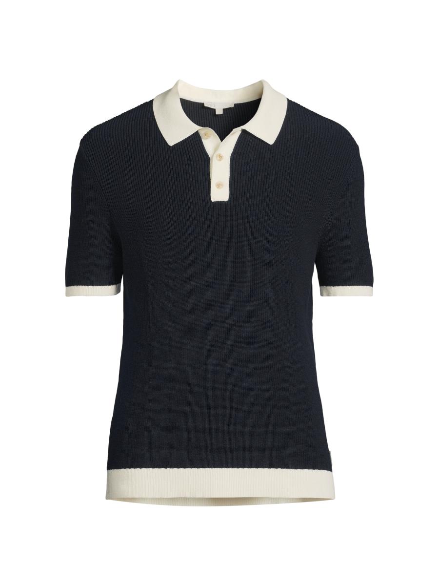 Onia Men's Cotton-linen Rib-knit Polo Shirt