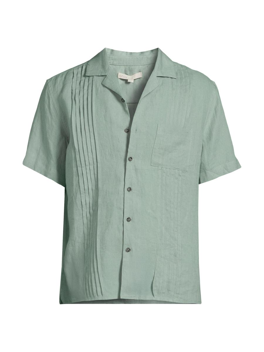 Onia Men's Linen Pintuck Camp Shirt