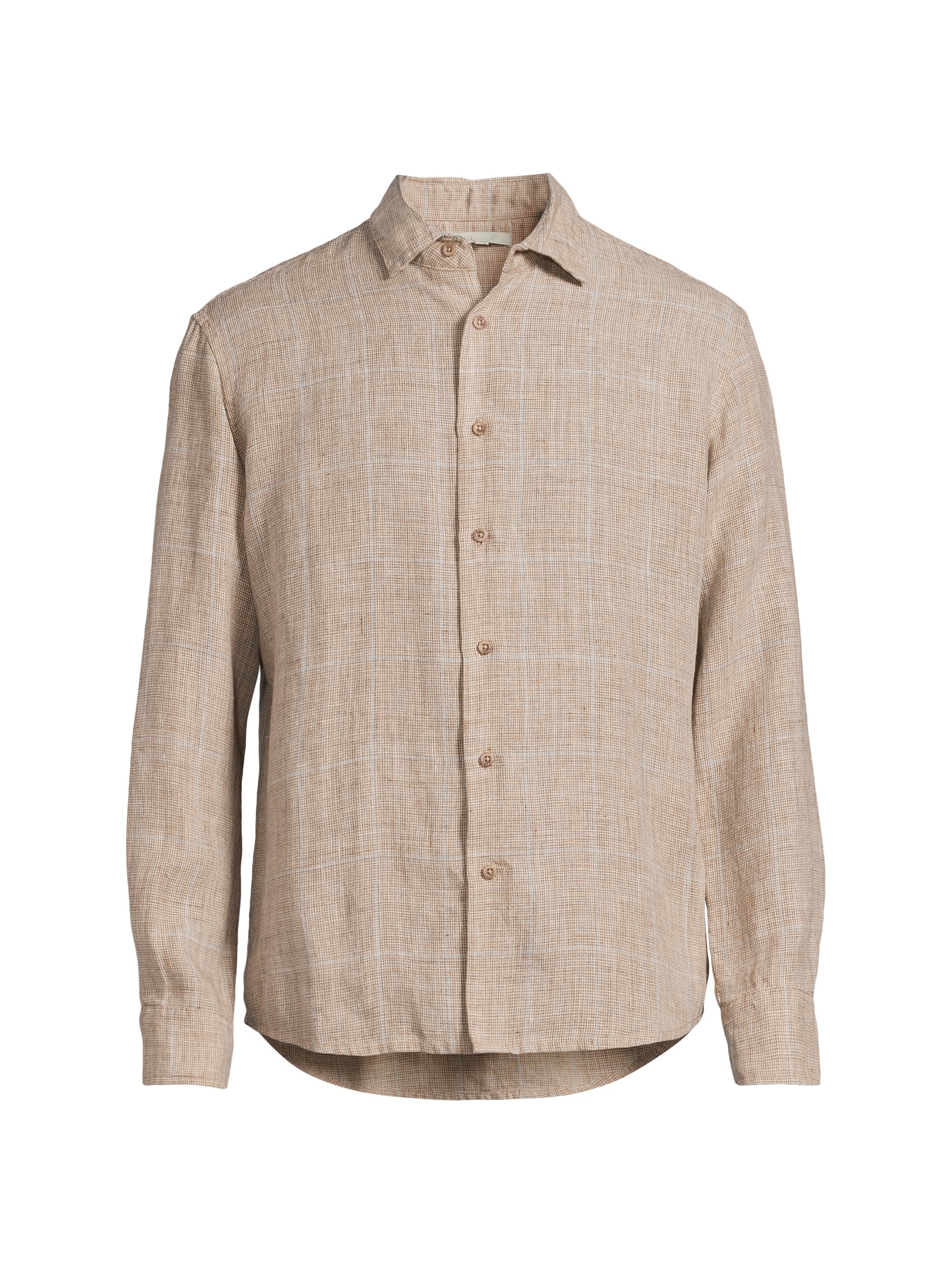 Onia Men's Checked Linen Shirt - Brown Multi