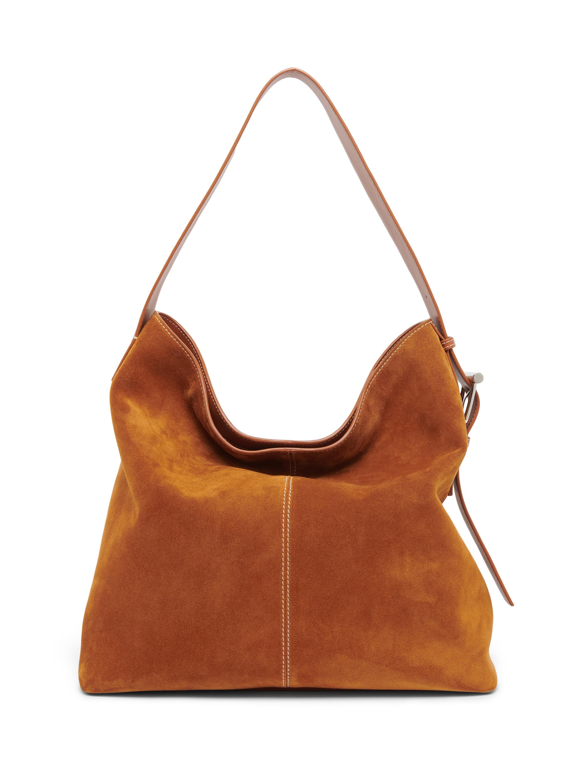 McQueen Women's T-Bar Suede Shoulder Bag - Tan Silver