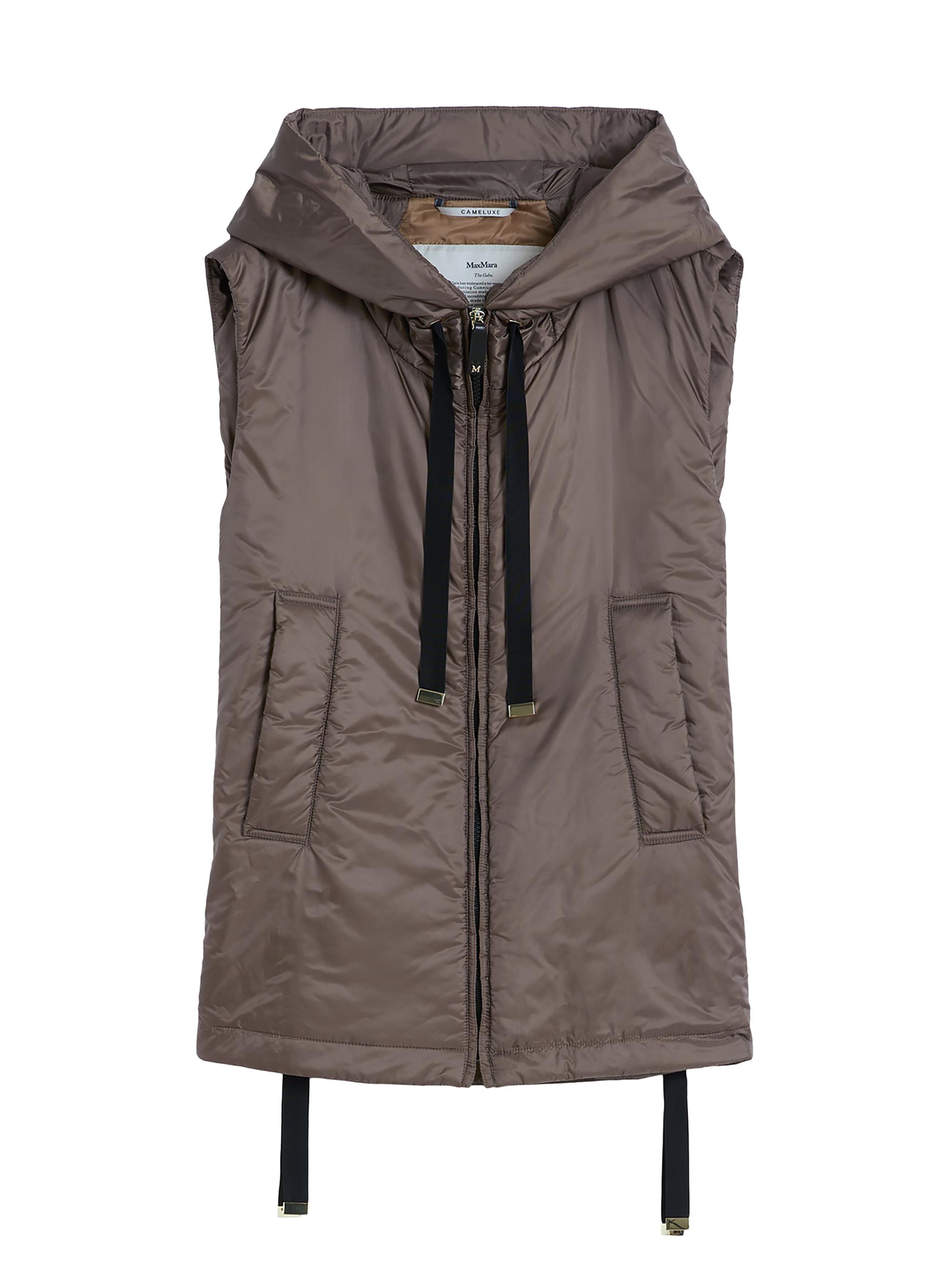 Max Mara Women's Padded Hooded Gilet in Water Repellent Canvas - Hazelnut Brown