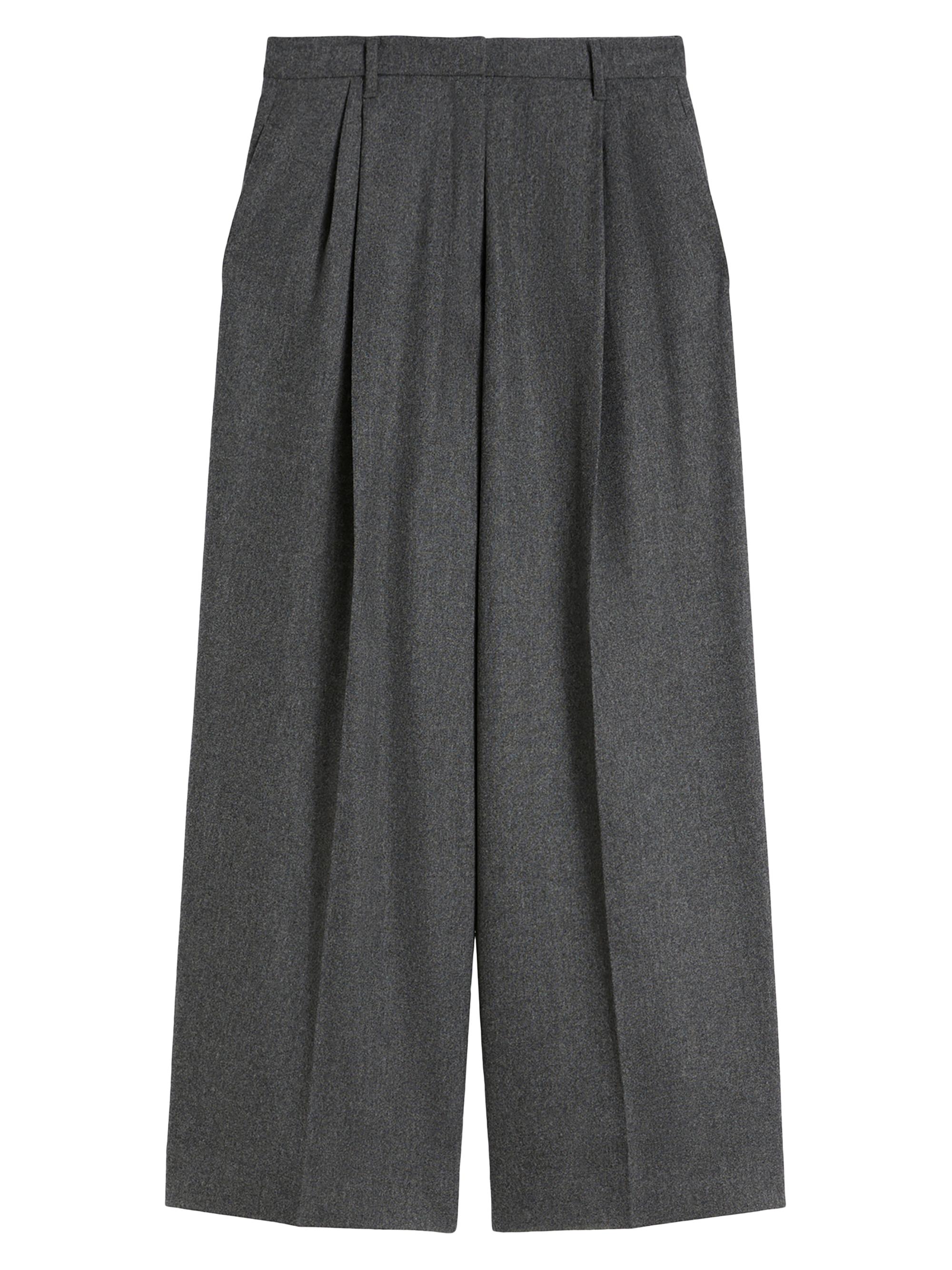 Max Mara Women's Wide Fit Wool Flannel Trousers - Medium Grey