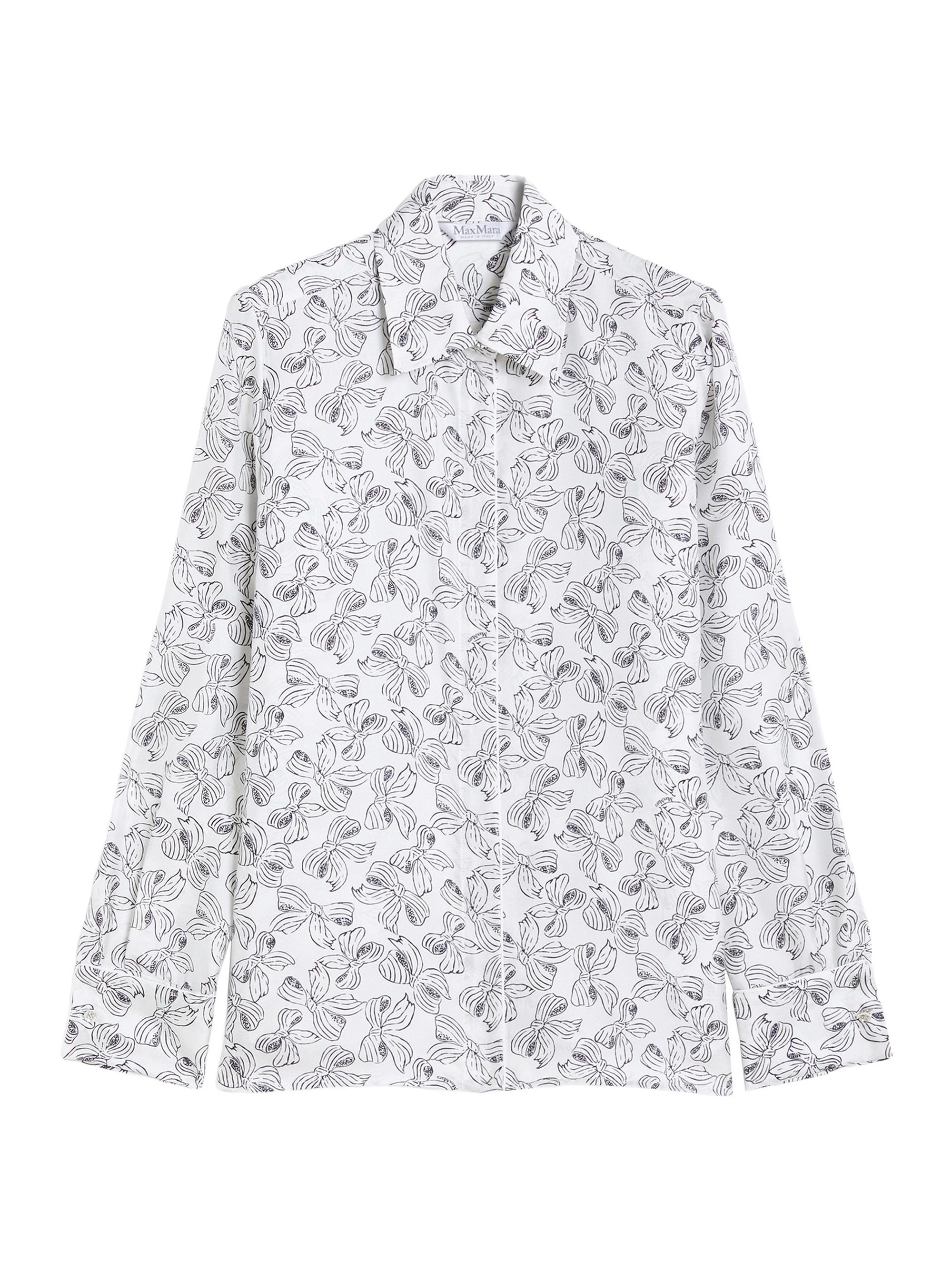 Max Mara Women's Mannish Printed Silk Shirt - White Black Print