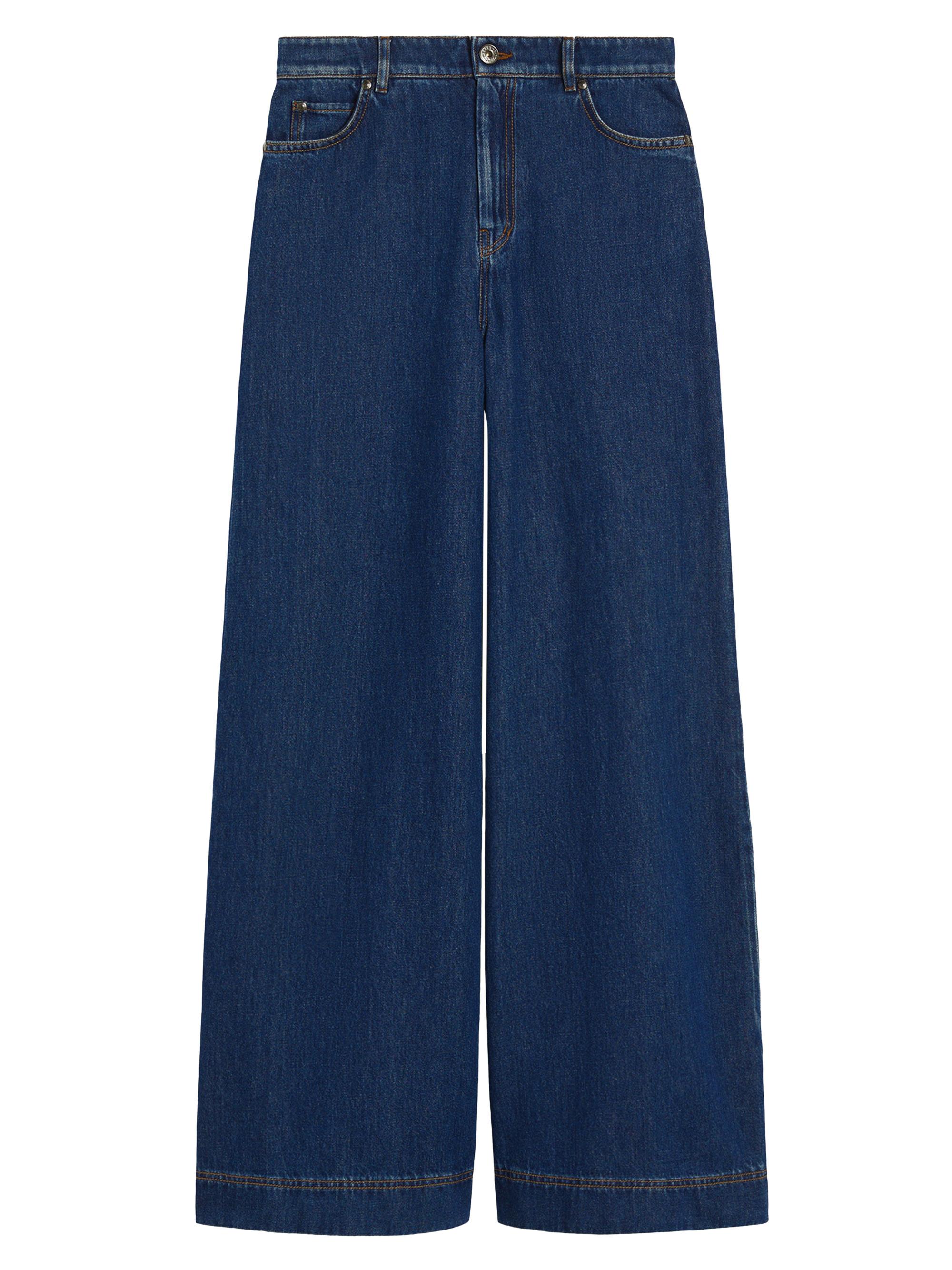 Weekend Max Mara Women's Cotton Denim Wide Leg Jeans - Navy Medium Clean