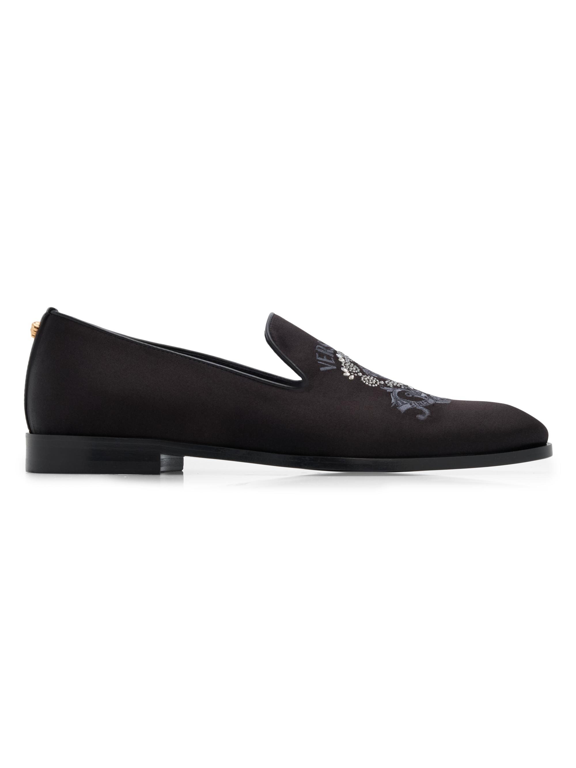 Versace Men's Embellished Medusa Loafers - Black  Gold
