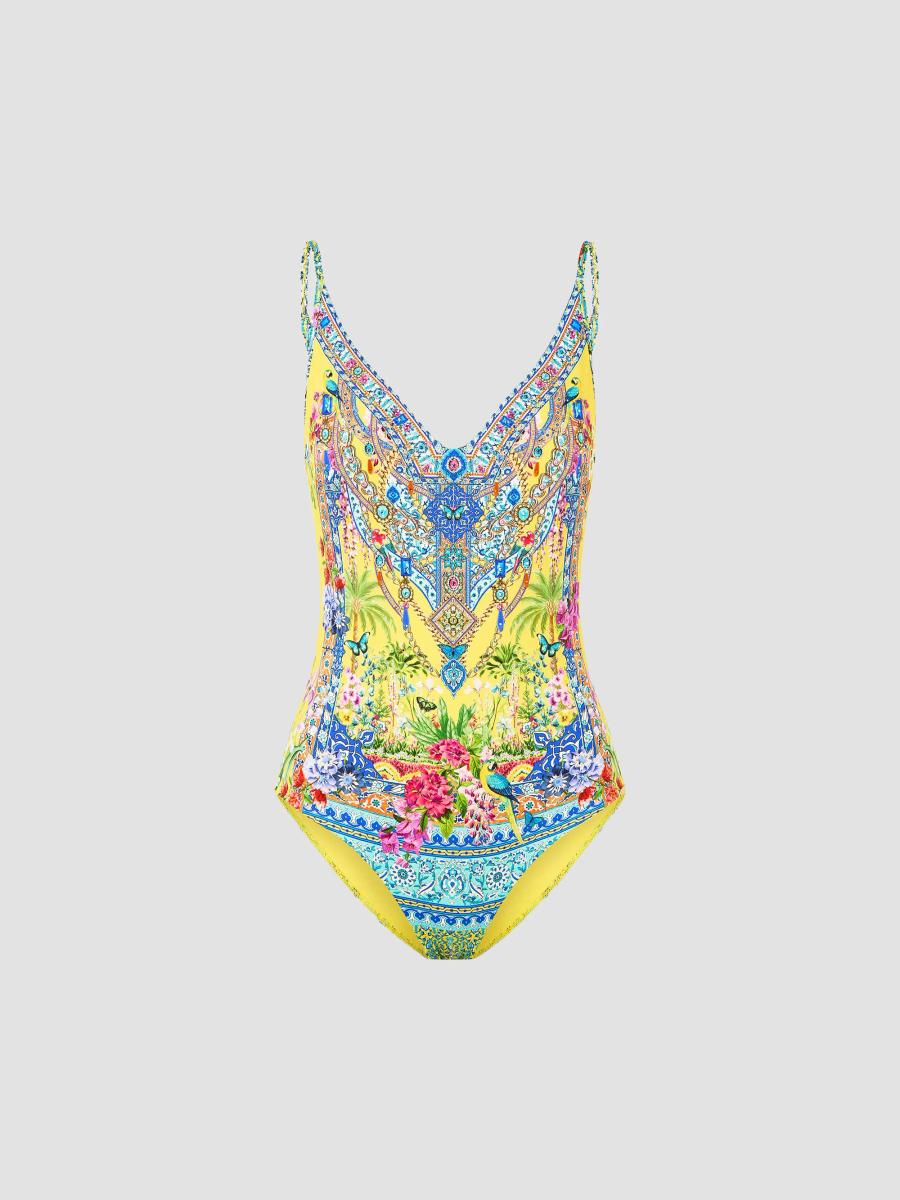 e*n様 misha Bisque Verano Fruit CamillaTa Camilla Printed V-Neck Underwire One-Piece Swimsuit | Saks Fifth
